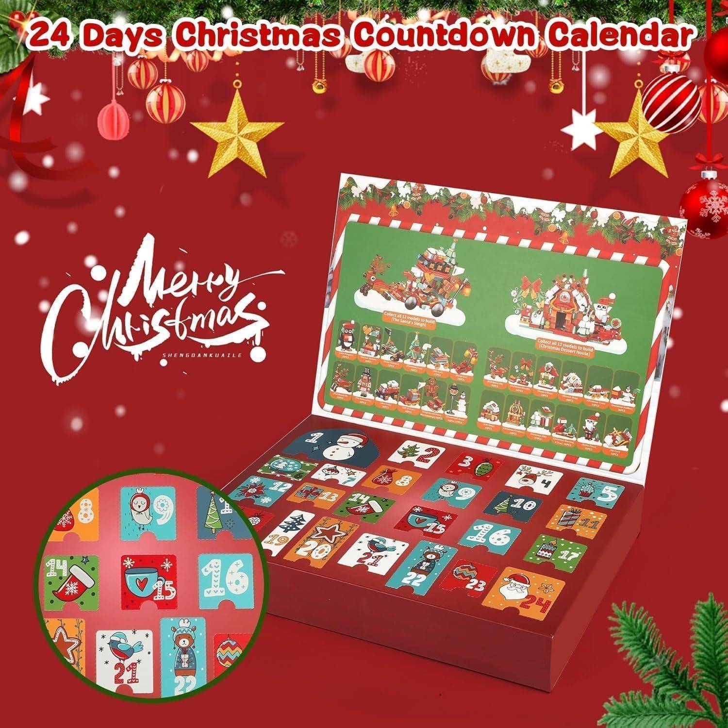Adventskalender Kinder 24 Türen 895 Bausteine 12 in 1