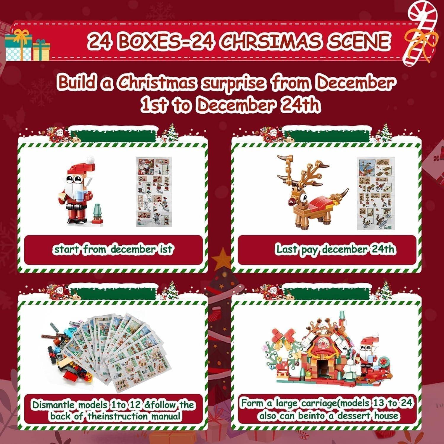 Adventskalender Kinder 24 Türen 895 Bausteine 12 in 1
