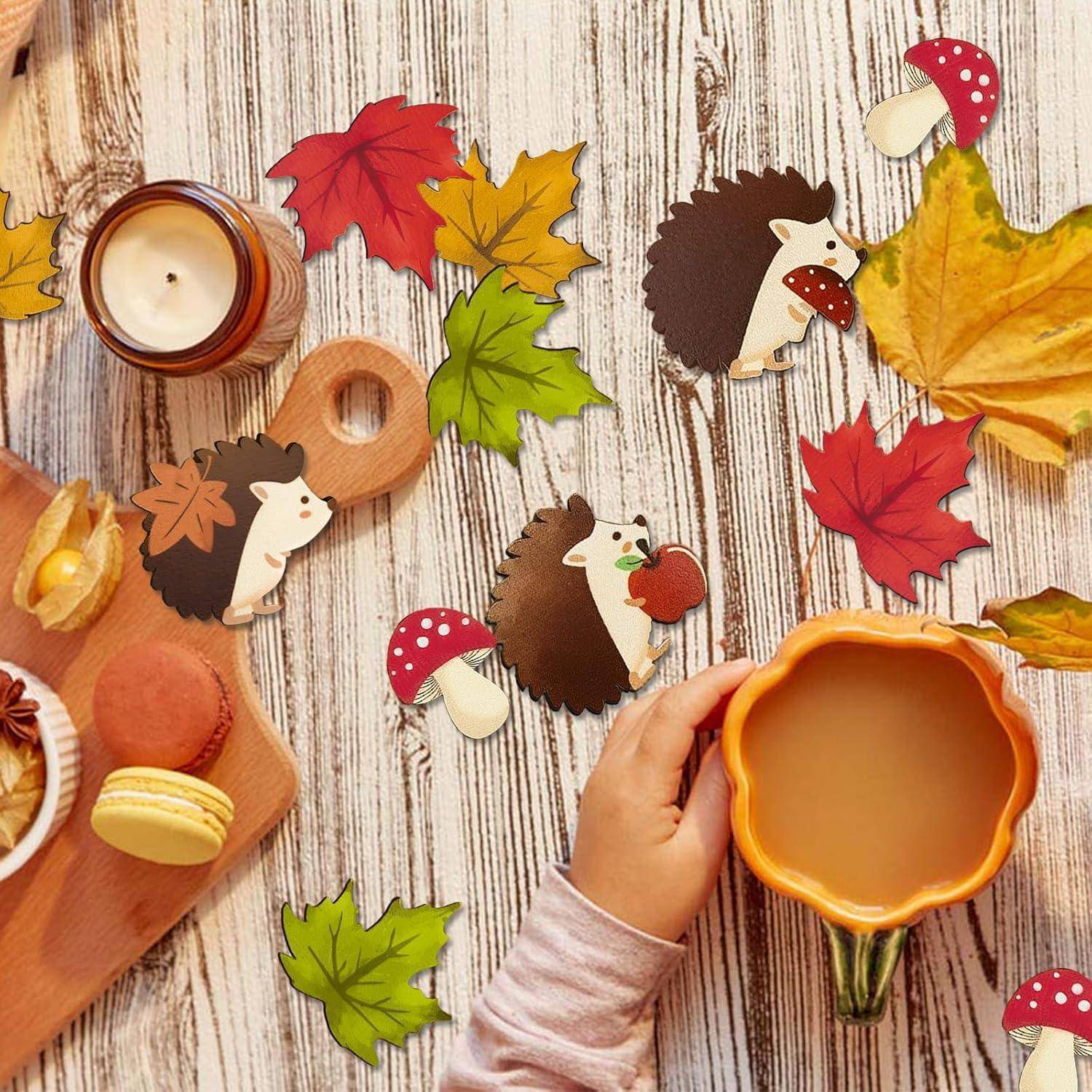 Tischdeko Konfetti Streudeko Ahornblätter Pilze 70 Stück Herbstdeko