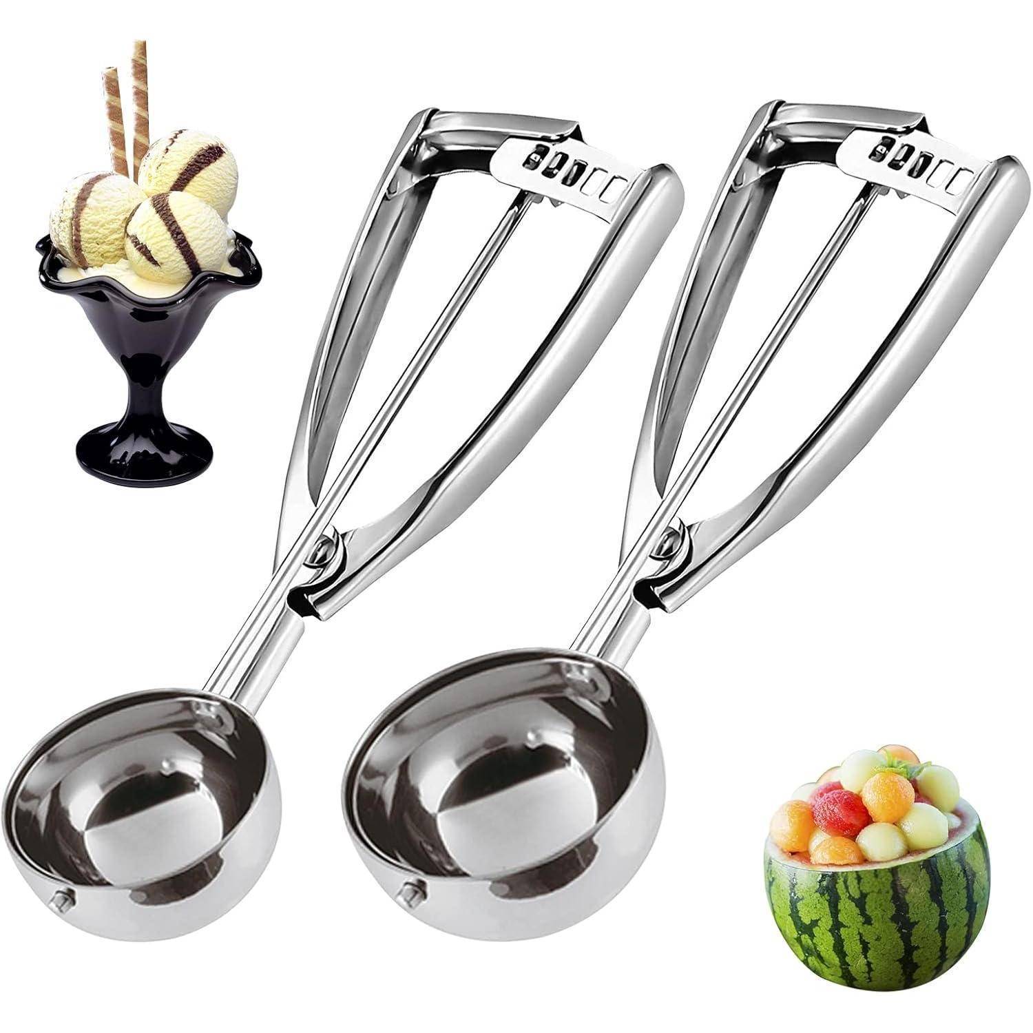 Eisportionierer Edelstahl Auslöser 2 Paquets (5,0 cm + 6,3 cm) Silber