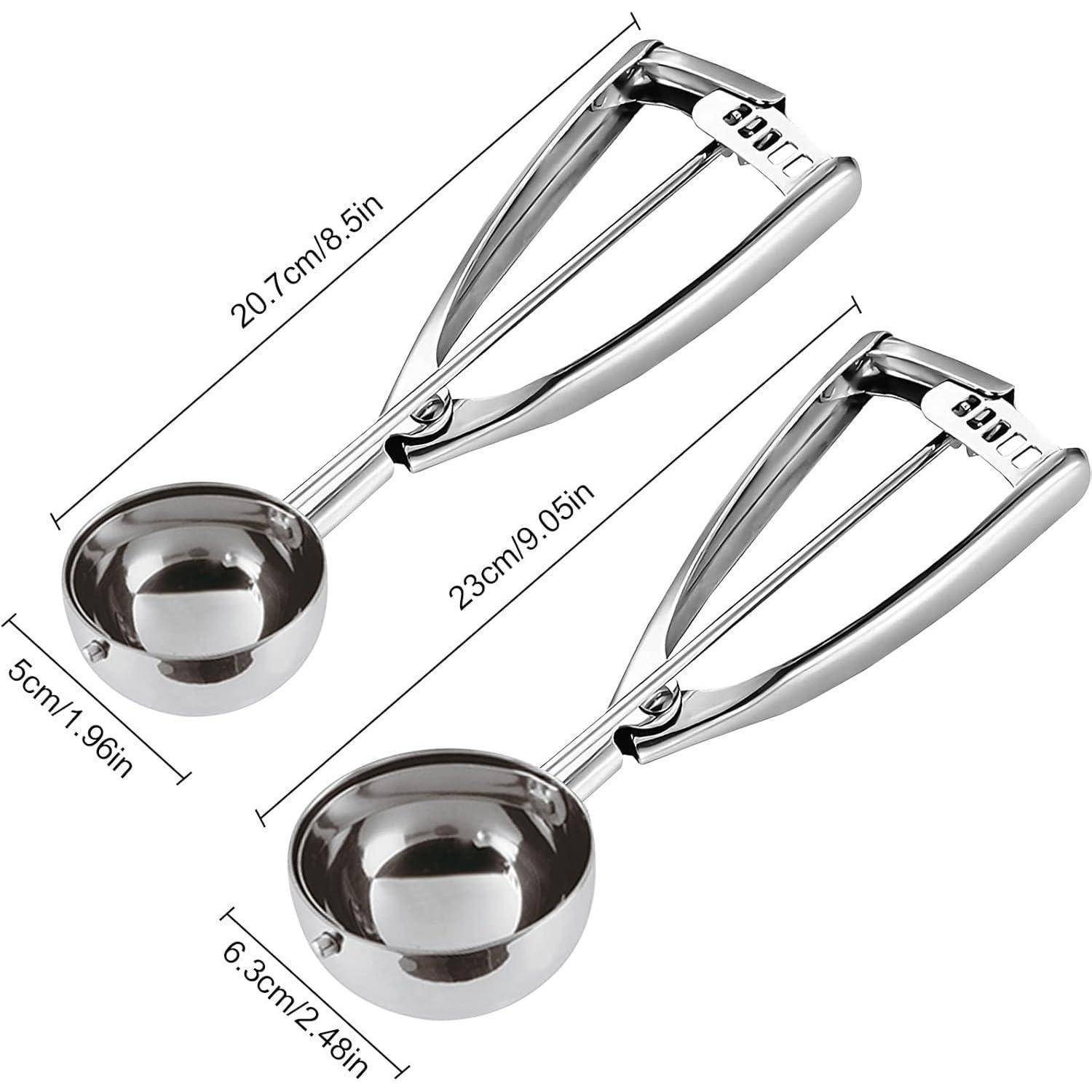 Eisportionierer Edelstahl Auslöser 2 Paquets (5,0 cm + 6,3 cm) Silber