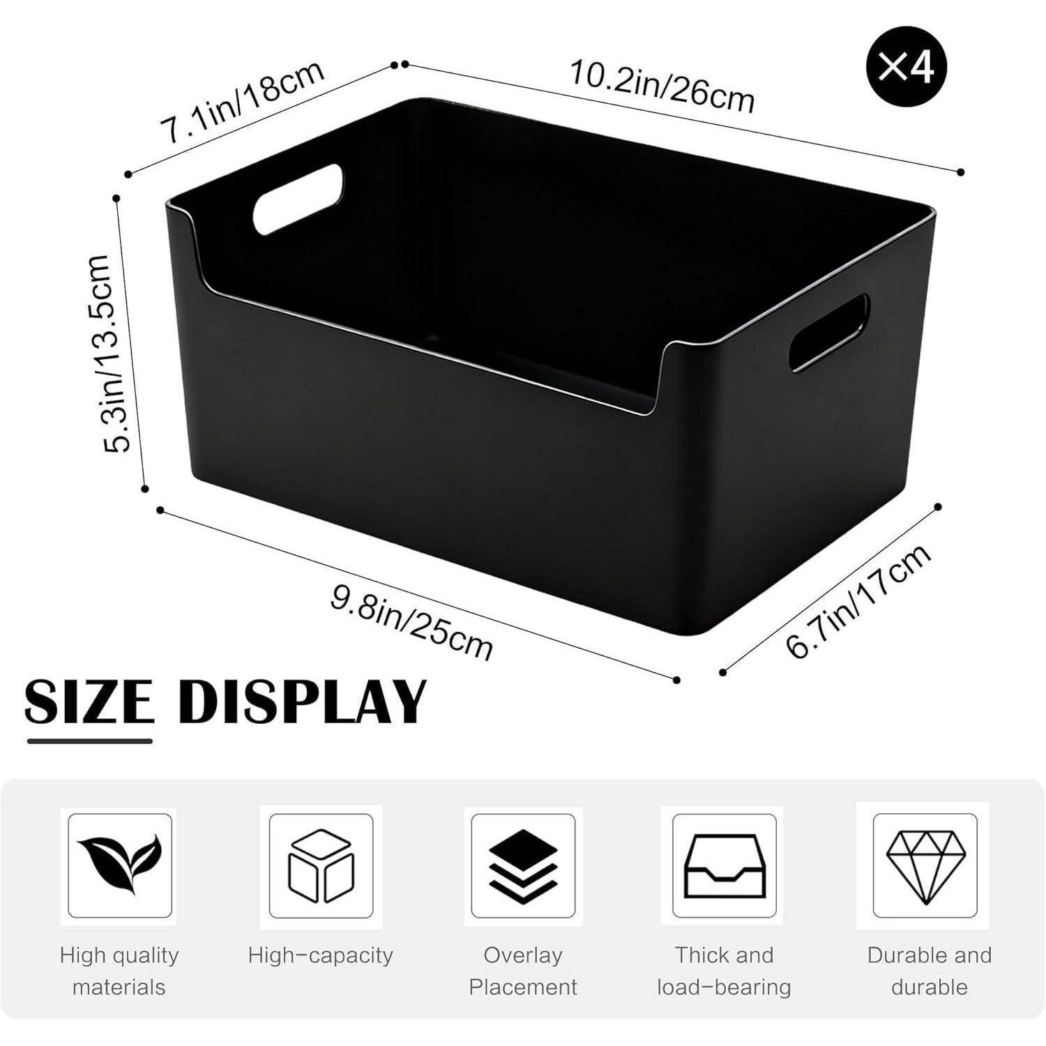 Aufbewahrungsbox 4er Kunststoff Griff Bad Schwarz 25cm