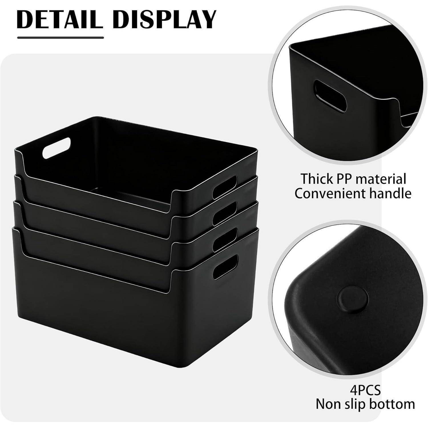 Aufbewahrungsbox 4er Kunststoff Griff Bad Schwarz 25cm