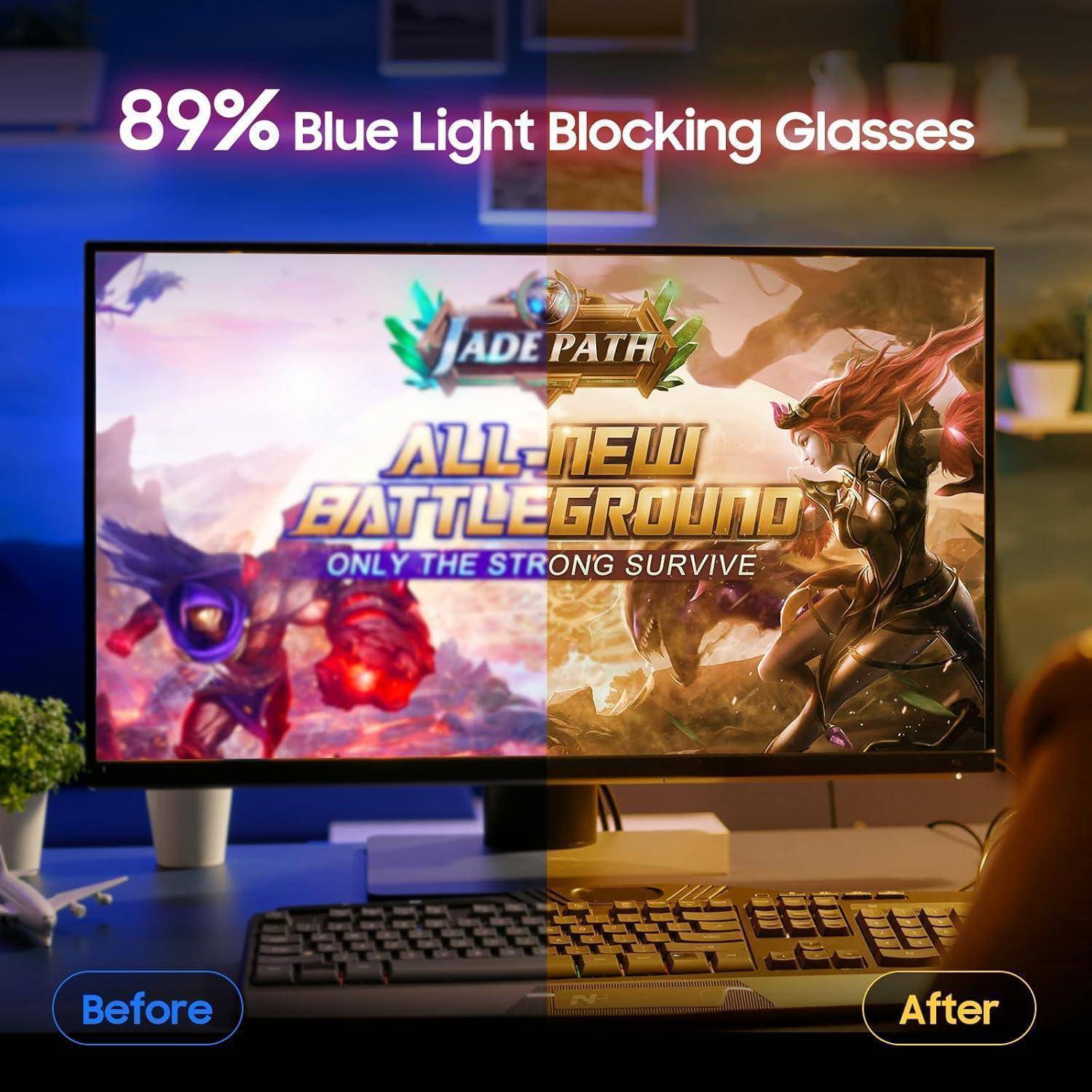 Computerbrille PC Gaming Blue Light Damen Herren Klar Hell Orange89%