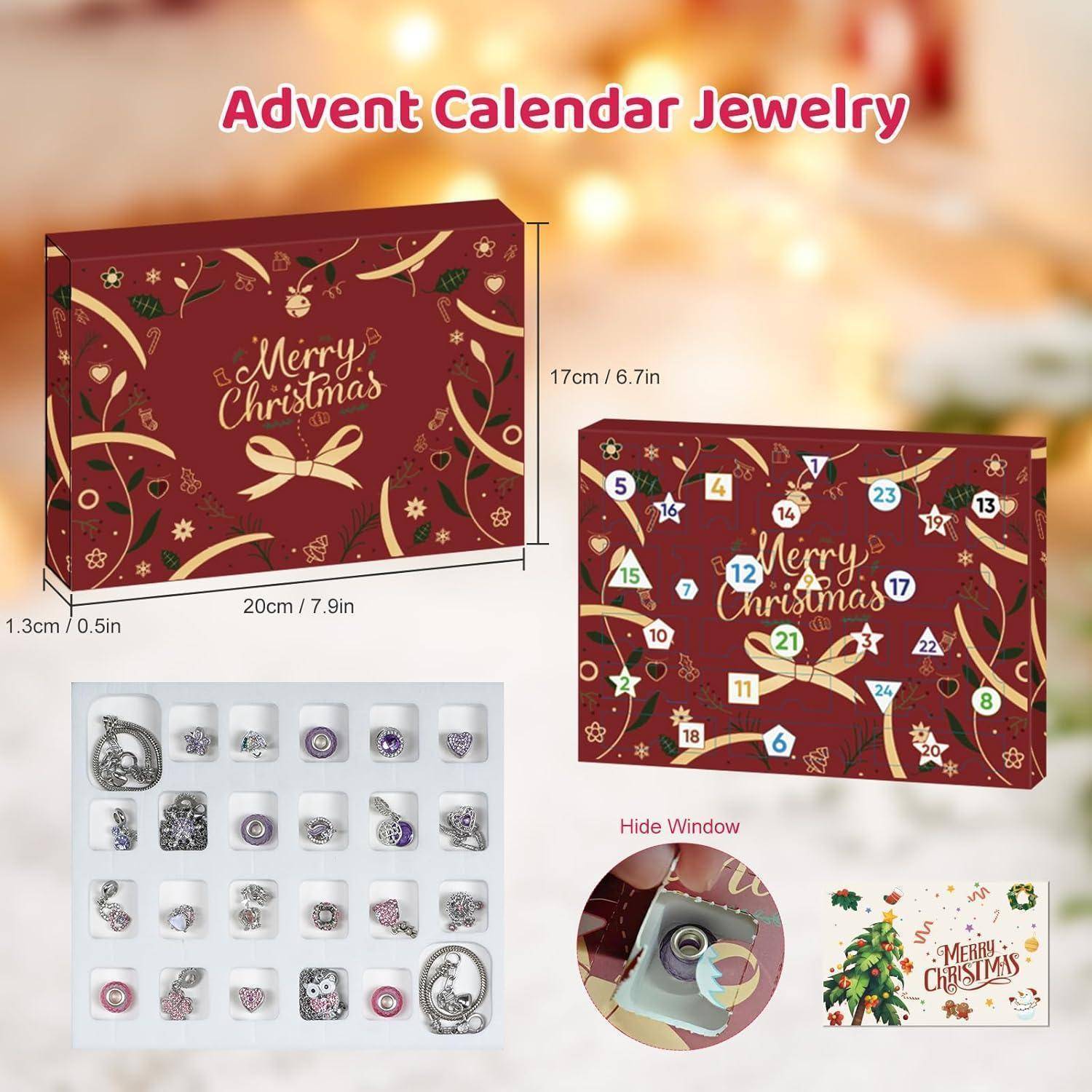 Adventskalender 2025 Schmuck Bastelset Charm Armband Rosa Violett