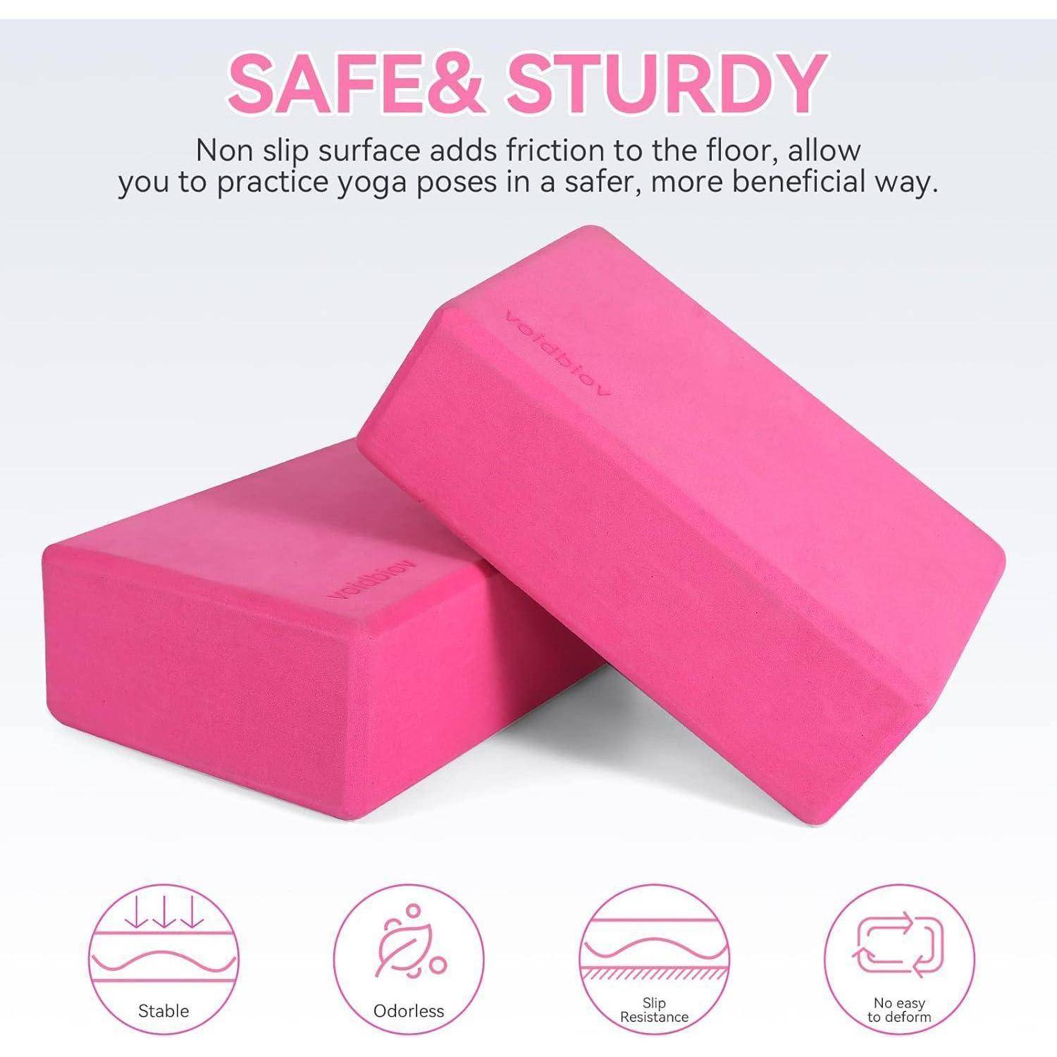 Yoga Blöcke 2er Set 9x6x3 EVA Schaumstoff rutschfest Pink