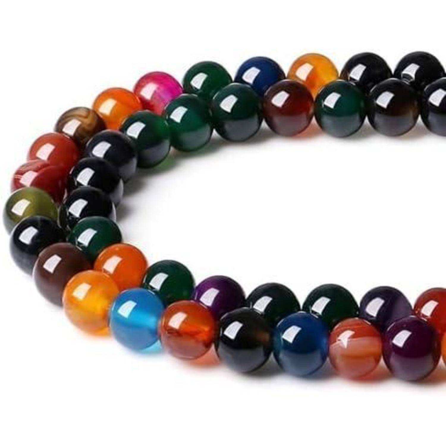 Perlen 8mm Naturstein Regenbogenachat Armbänder Regenbogenachat-A