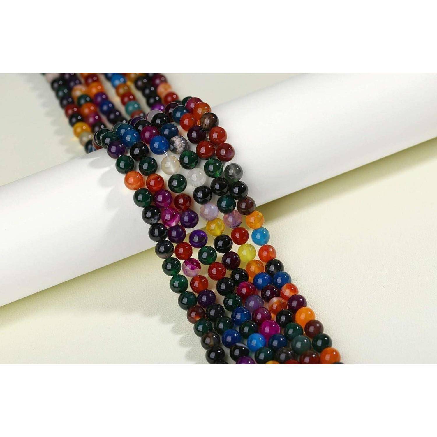 Perlen 8mm Naturstein Regenbogenachat Armbänder Regenbogenachat-A