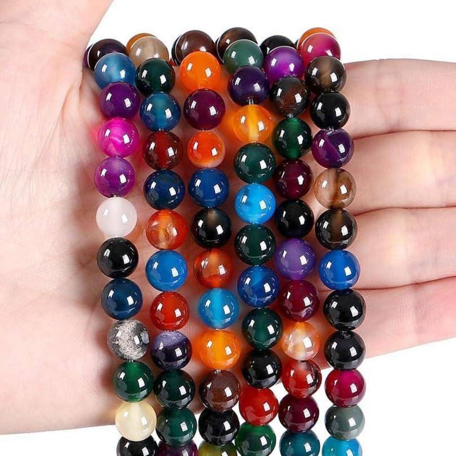 Perlen 8mm Naturstein Regenbogenachat Armbänder Regenbogenachat-A