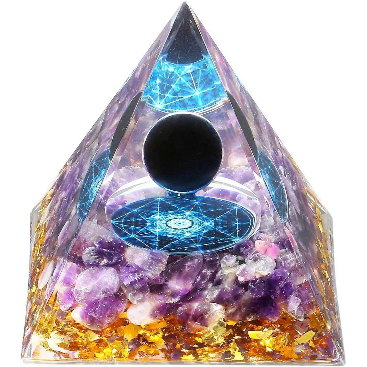 Pyramide Edelsteine Reiki Energiestein Schwarzer Obsidian Amethyst