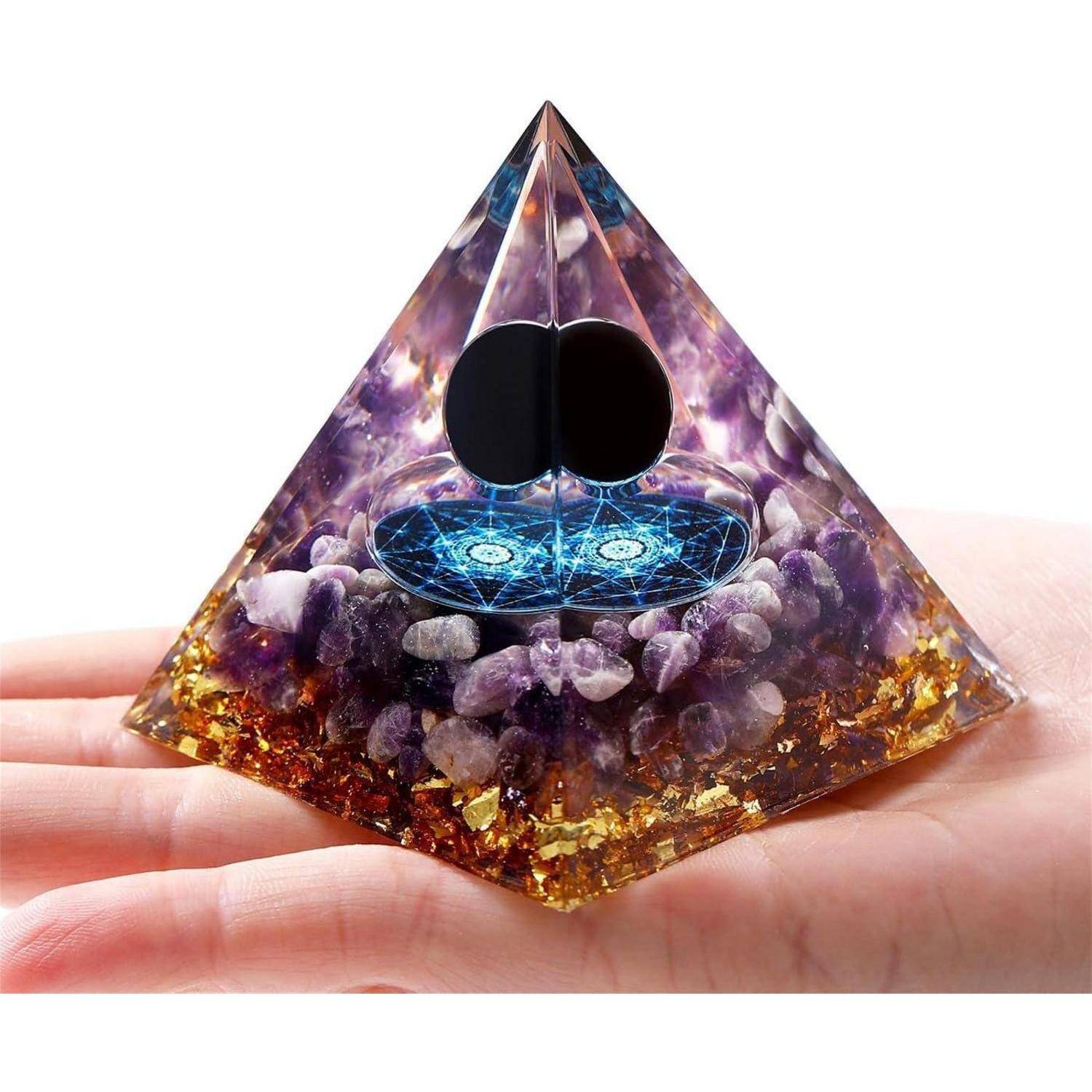 Pyramide Edelsteine Reiki Energiestein Schwarzer Obsidian Amethyst
