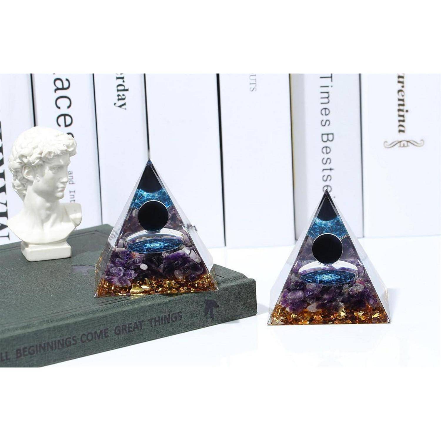 Pyramide Edelsteine Reiki Energiestein Schwarzer Obsidian Amethyst