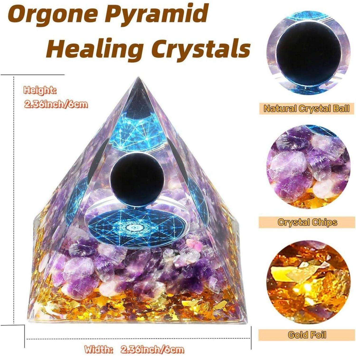 Pyramide Edelsteine Reiki Energiestein Schwarzer Obsidian Amethyst