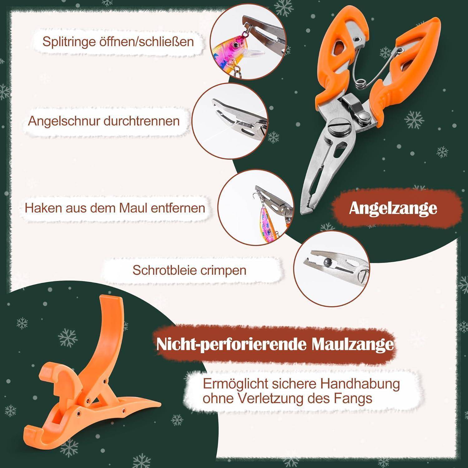 Adventskalender 2025 mit 77 Teilen Ködern Zange Fischgreifer für
