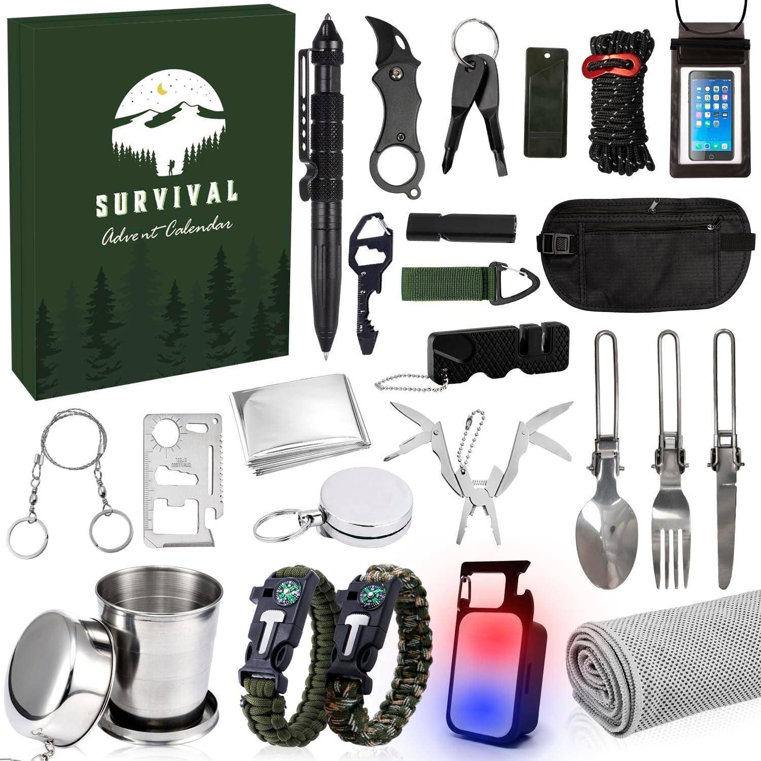 Adventskalender 2025 24-teilig Survival Kit mit Werkzeug für Männer