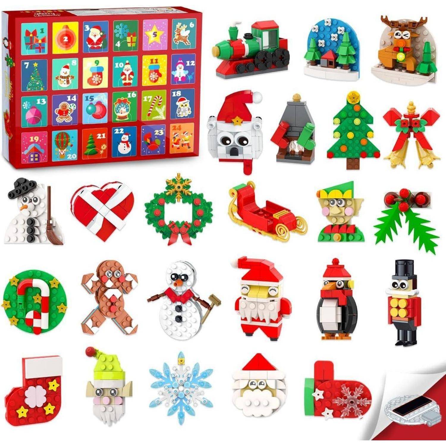 Bauspielset 2025 Adventskalender mit 24 Kühlschrankmagneten für Kinder
