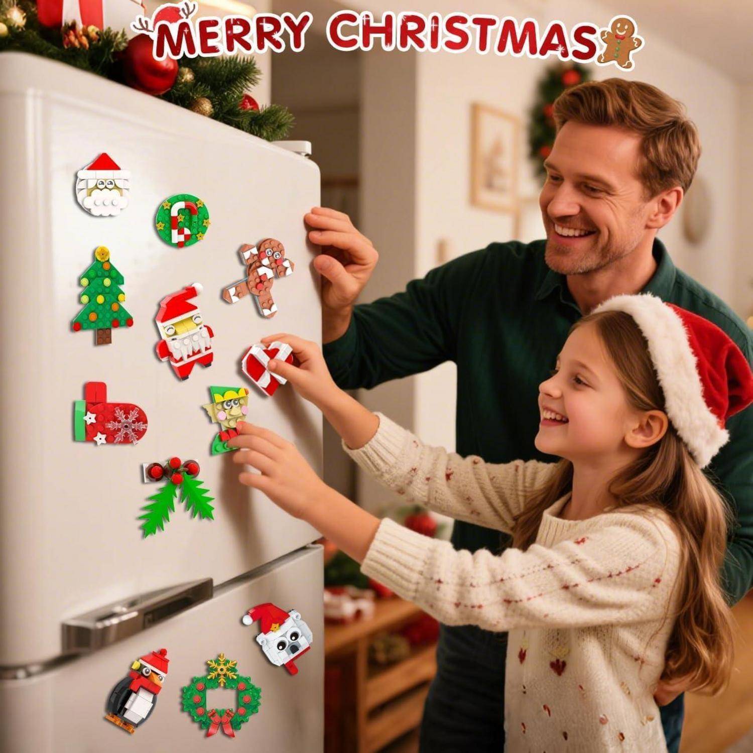 Bauspielset 2025 Adventskalender mit 24 Kühlschrankmagneten für Kinder