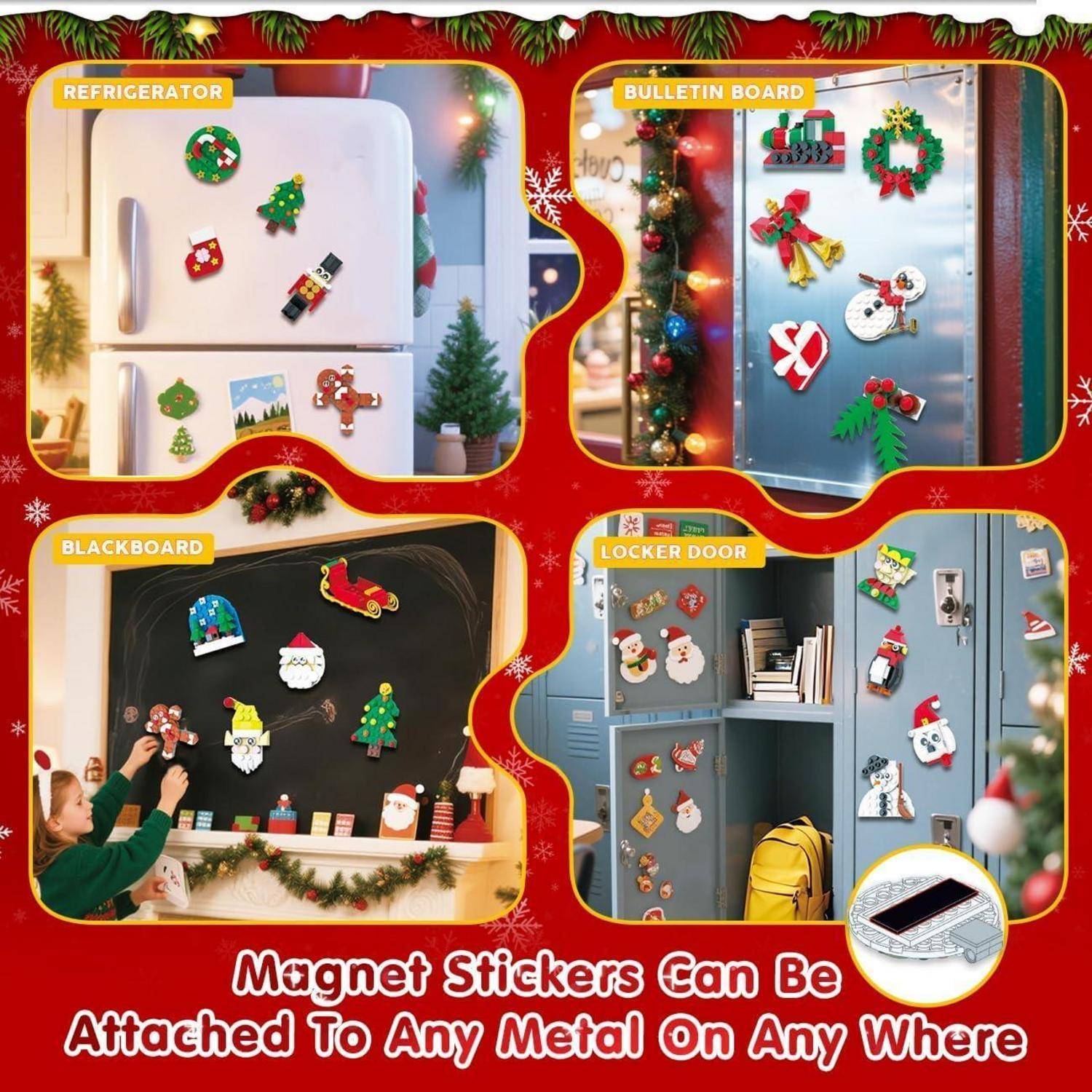 Bauspielset 2025 Adventskalender mit 24 Kühlschrankmagneten für Kinder