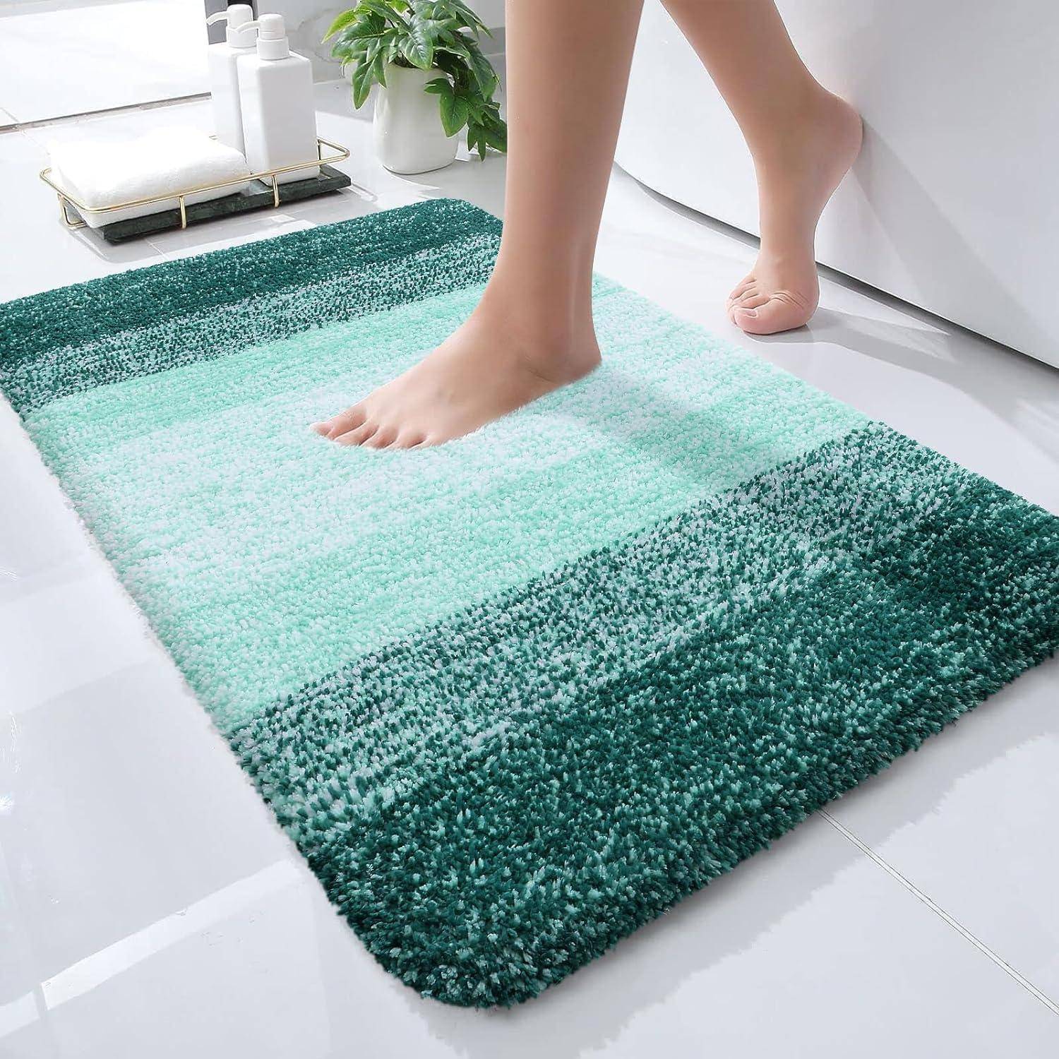 Badematte rutschfest waschbar Mikrofaser Hochflor 40x60 cm Dunkelgrün