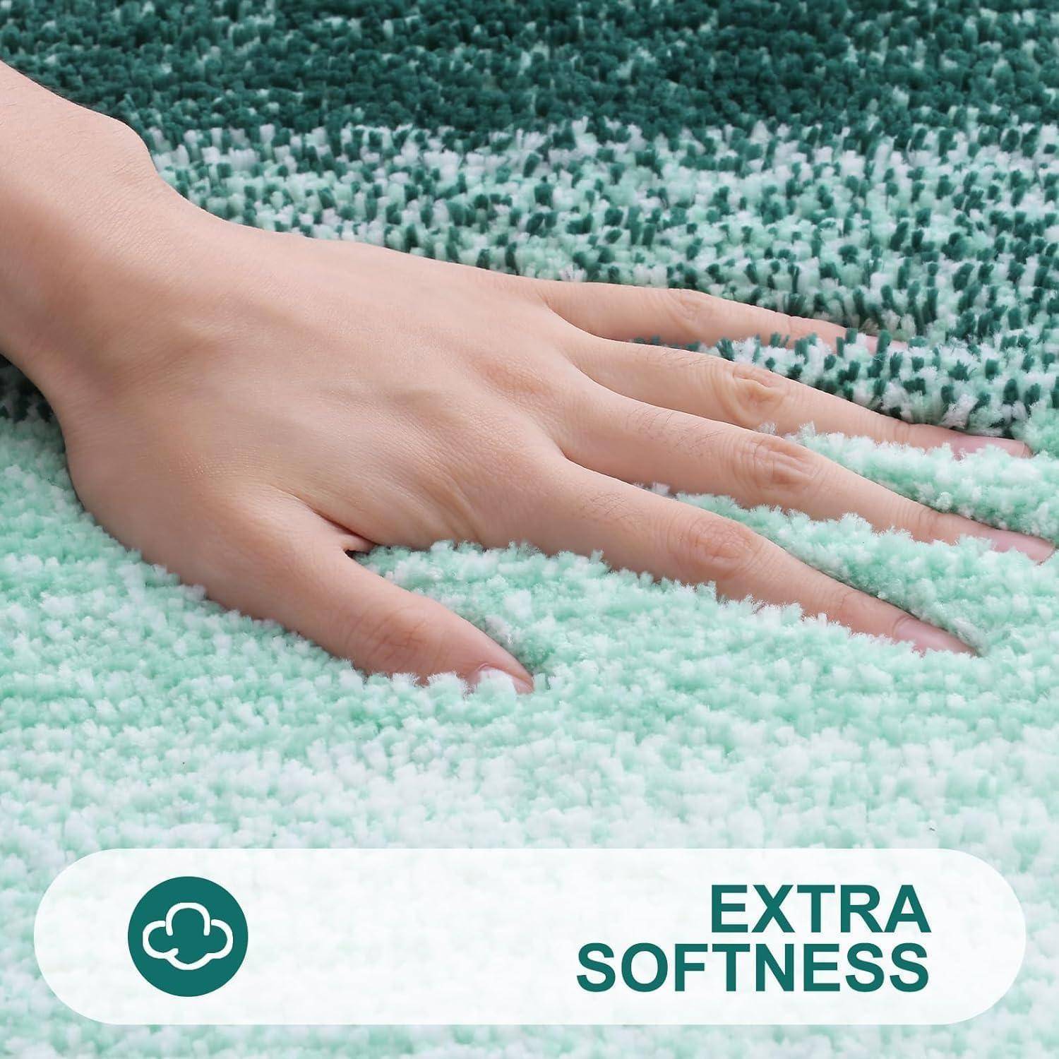 Badematte rutschfest waschbar Mikrofaser Hochflor 40x60 cm Dunkelgrün