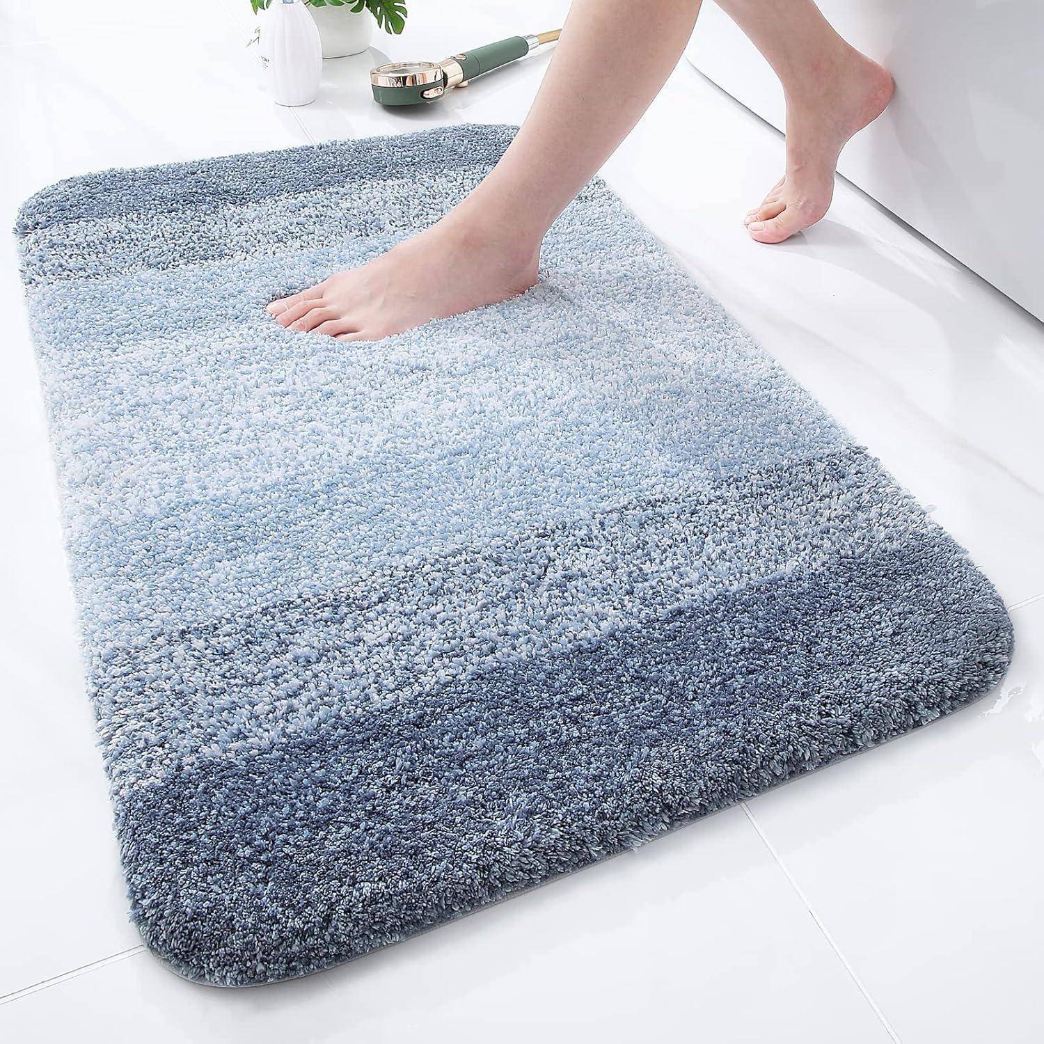 Badezimmerteppich rutschfest waschbar Mikrofaser 51x76 cm Blau