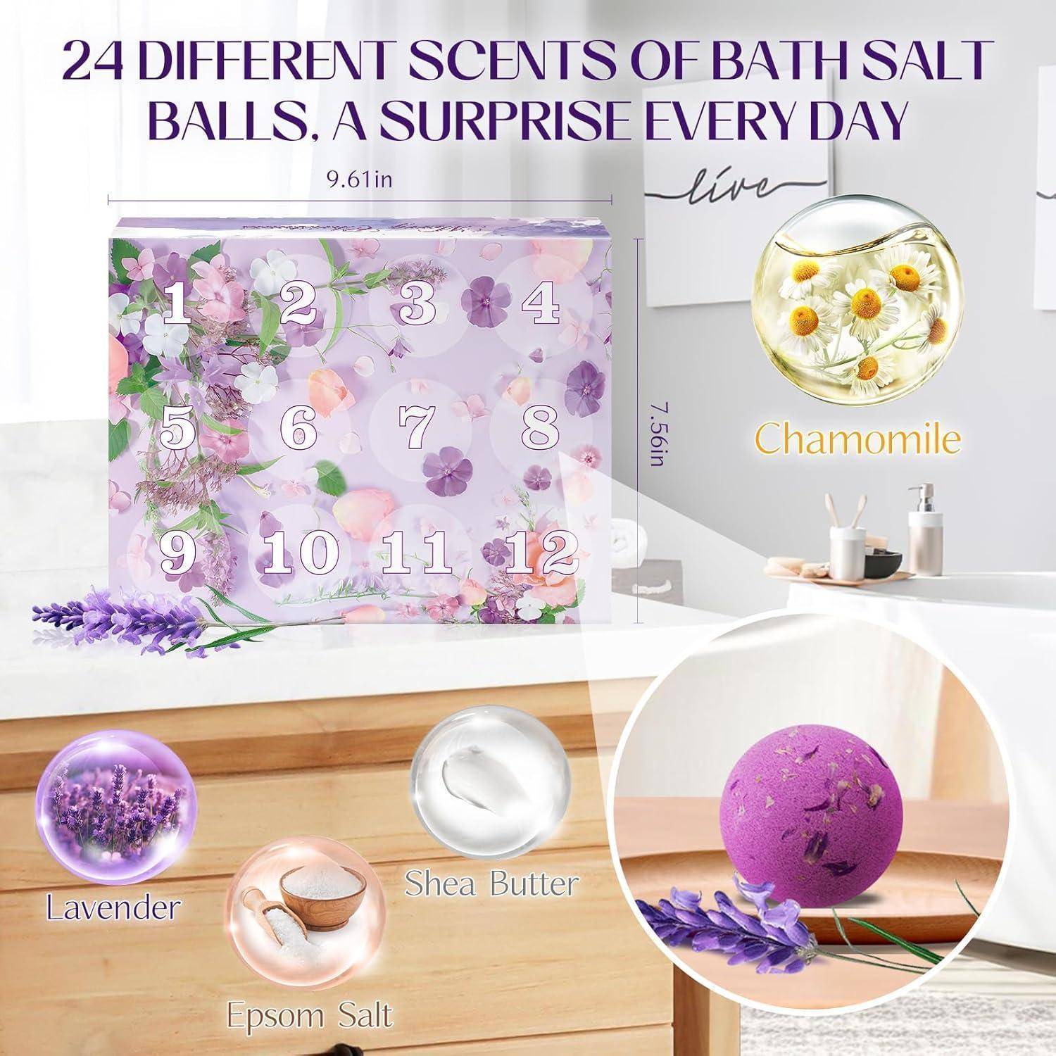 Adventskalender Frauen 2025 24 Badebomben natürliche Düfte Geschenkset