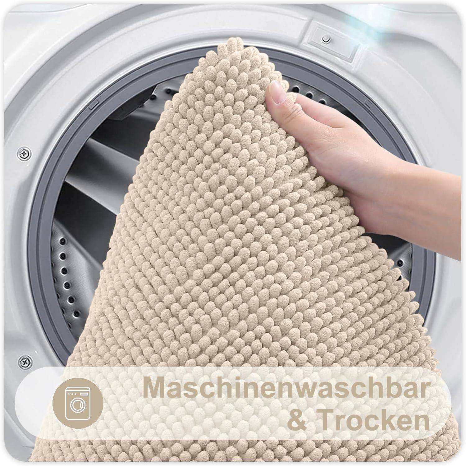 Badezimmerteppich Chenille rutschfest 40 x 60 cm (Rechteckig) Beige