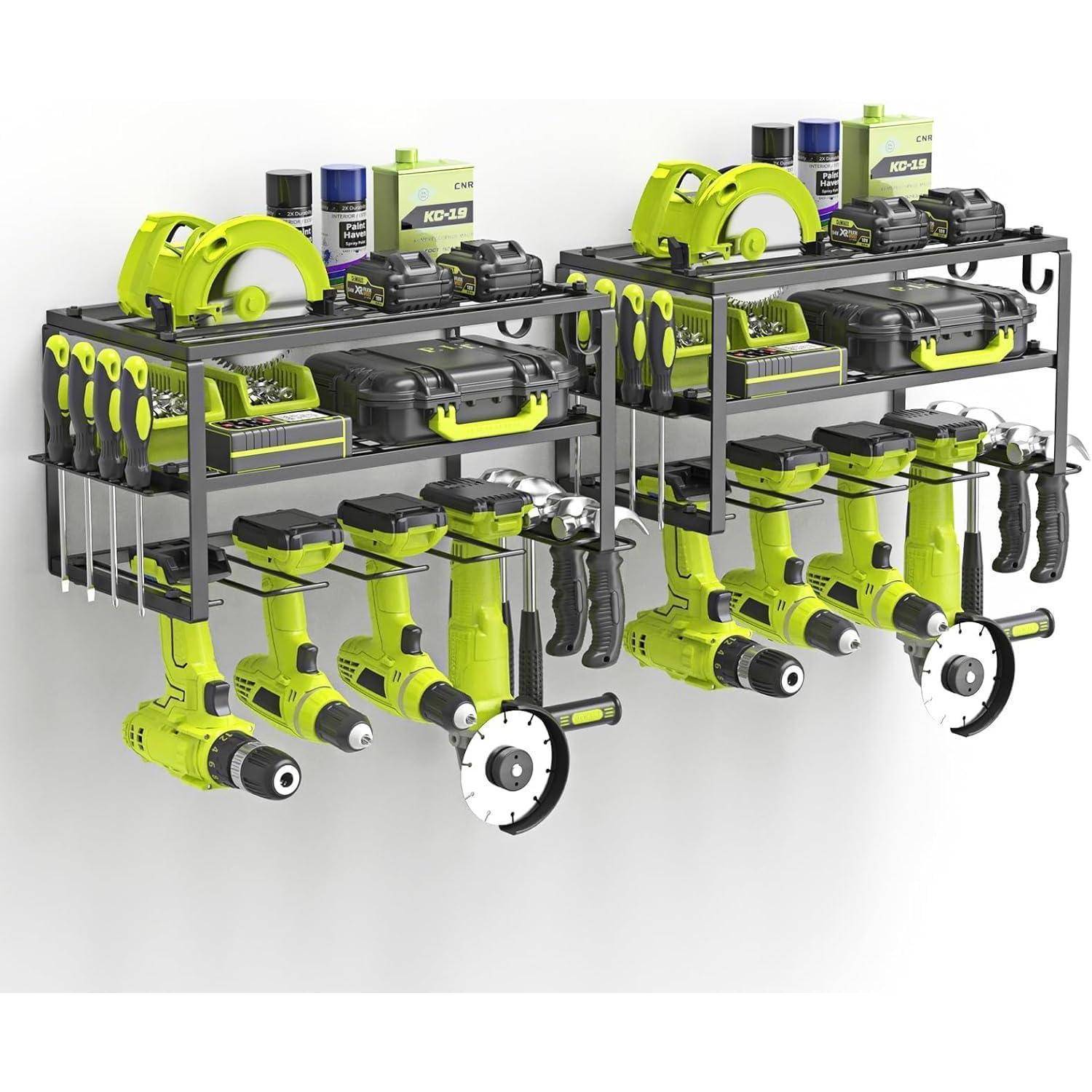 Wandorganizer Werkzeughalter Bohrmaschinen Garage 3 Ebenen - 2 Pack