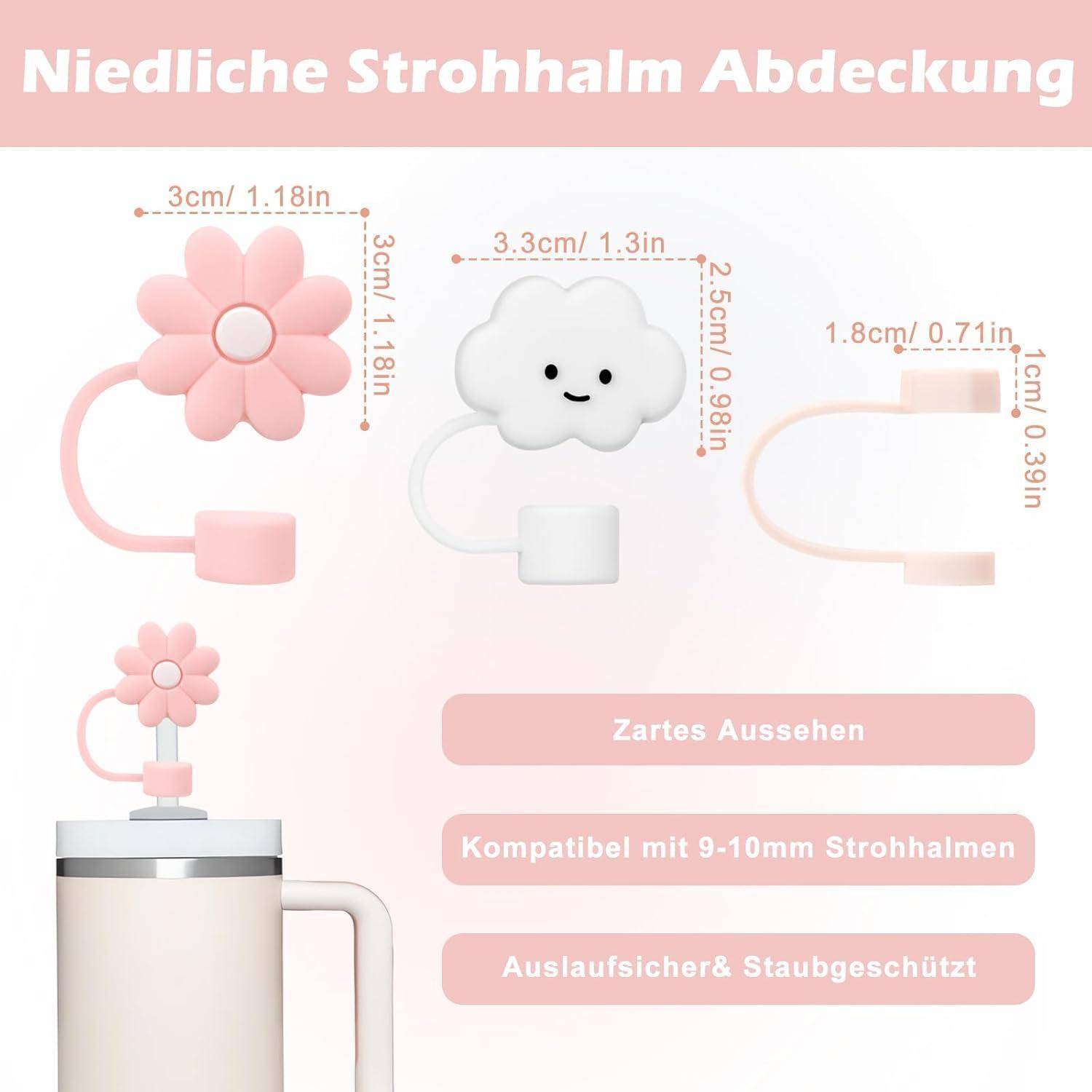Cup Zubehör Auslaufschutz Silikonhülle Strohhalm 850ml Pink