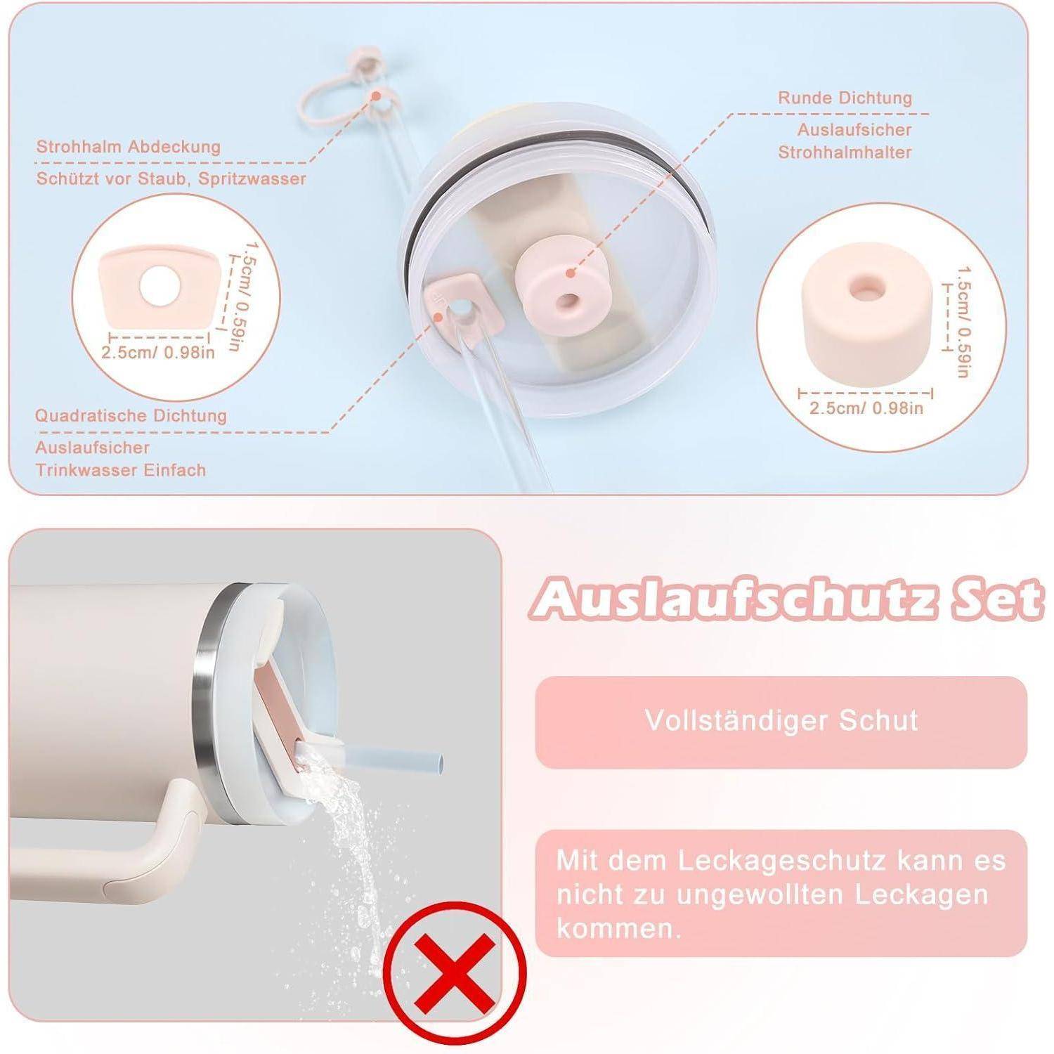 Cup Zubehör Auslaufschutz Silikonhülle Strohhalm 850ml Pink