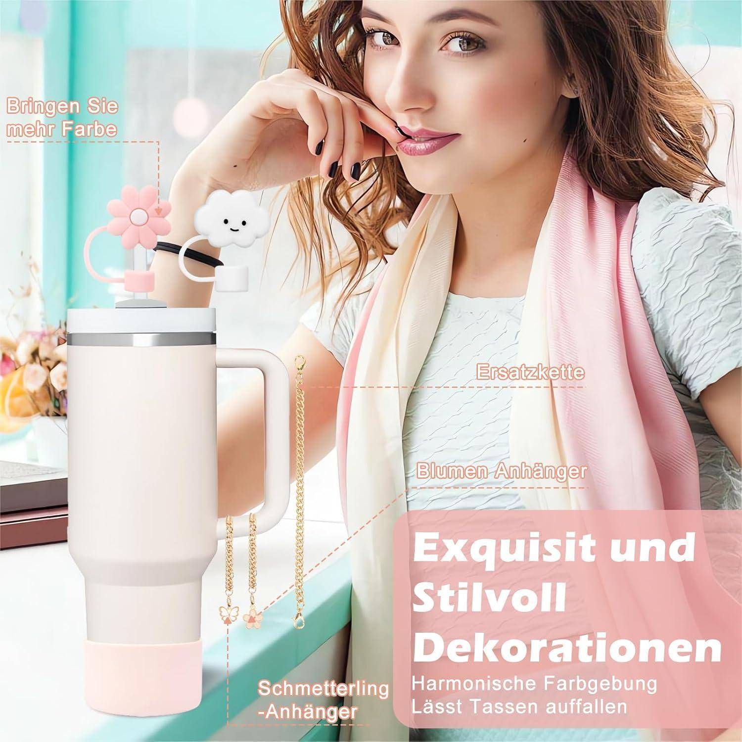Cup Zubehör Auslaufschutz Silikonhülle Strohhalm 850ml Pink
