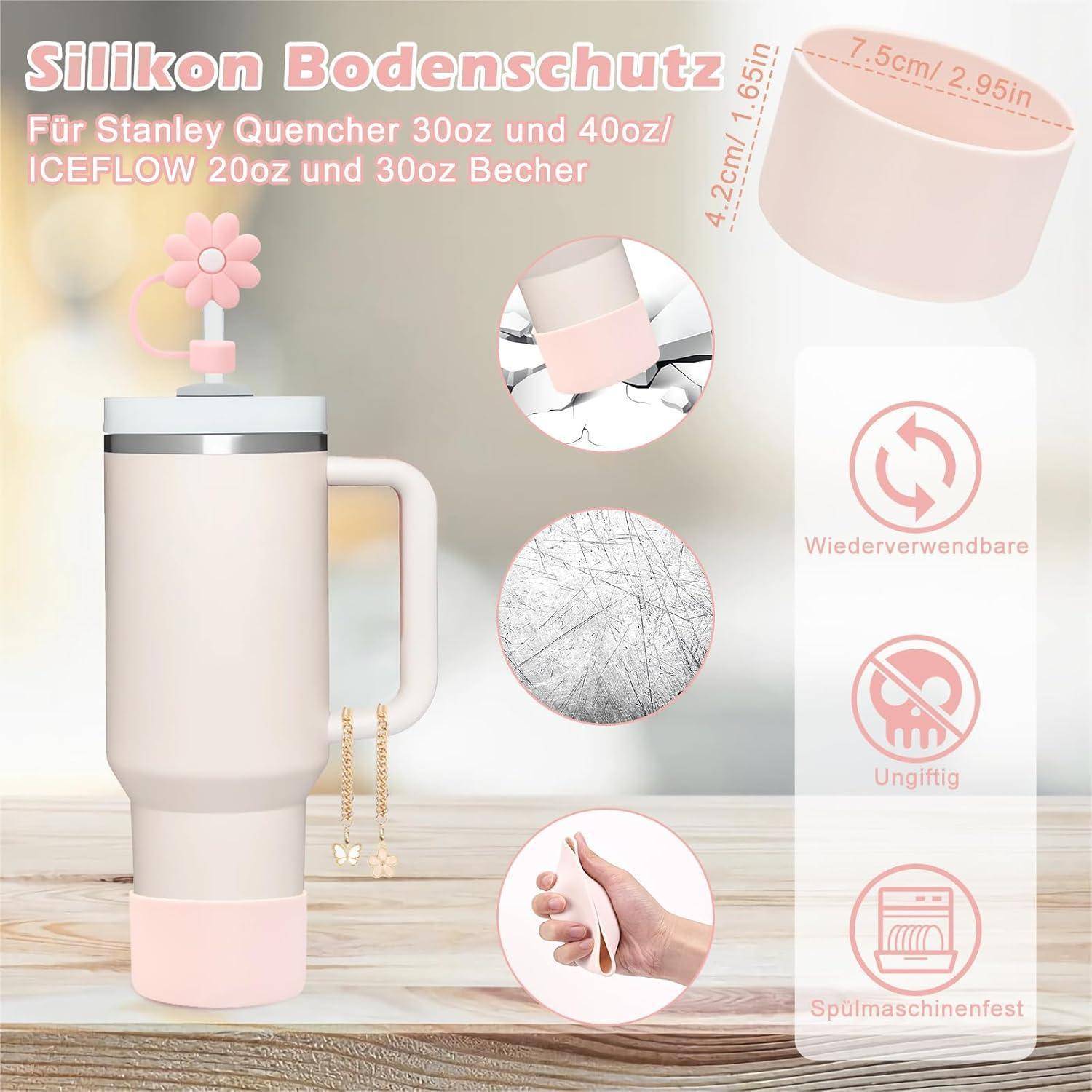 Cup Zubehör Auslaufschutz Silikonhülle Strohhalm 850ml Pink