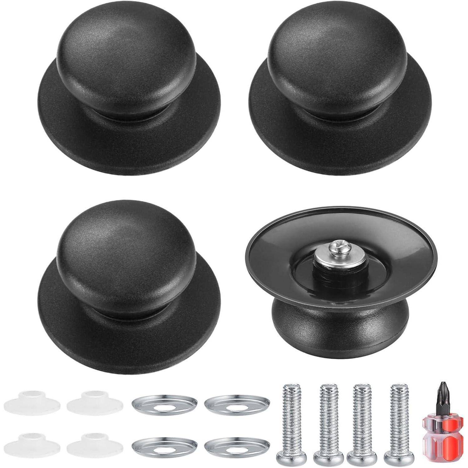 Topfdeckelknopf Ersatzknöpfe Griff 4 Stück Kasserolle A-4 Pcs-schwarz