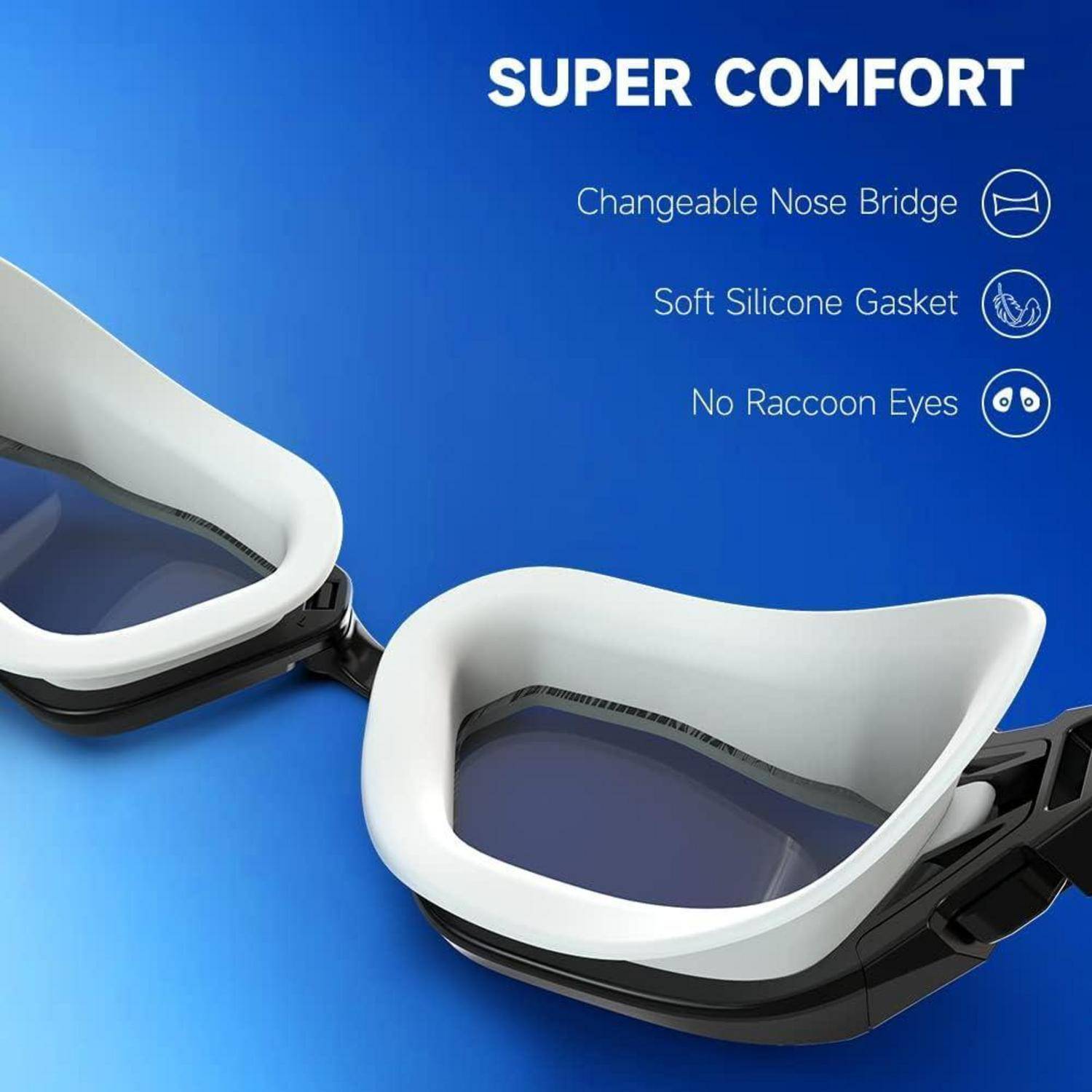 Schwimmbrille Schwarz & Weiß Silber polarisierte spiegelnde Linse