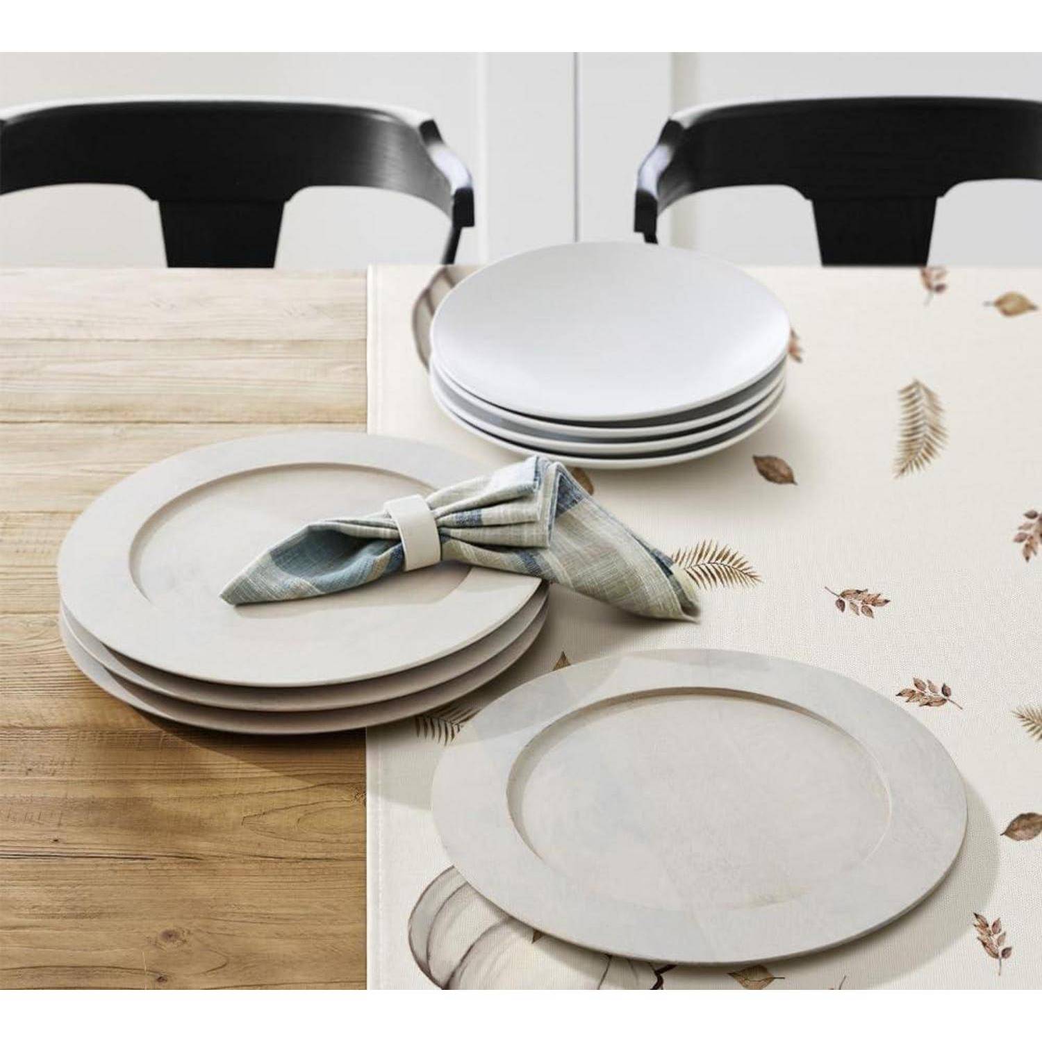 Tischdecke Kürbisse Streifen Herbst Blätter 100 x 100 cm Beige
