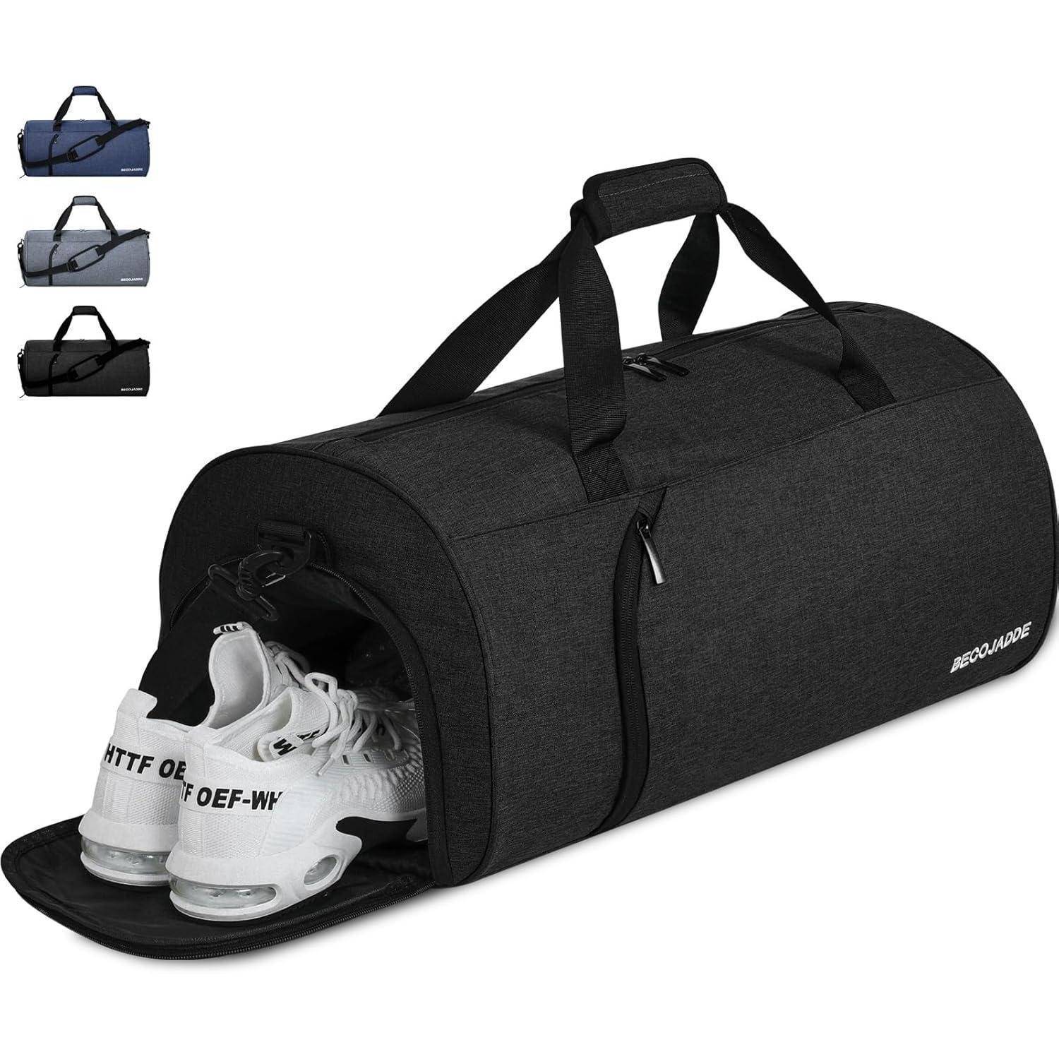 Sporttasche Duffelbag Schuhfach Nassfach Damen Herren 45L Schwarz