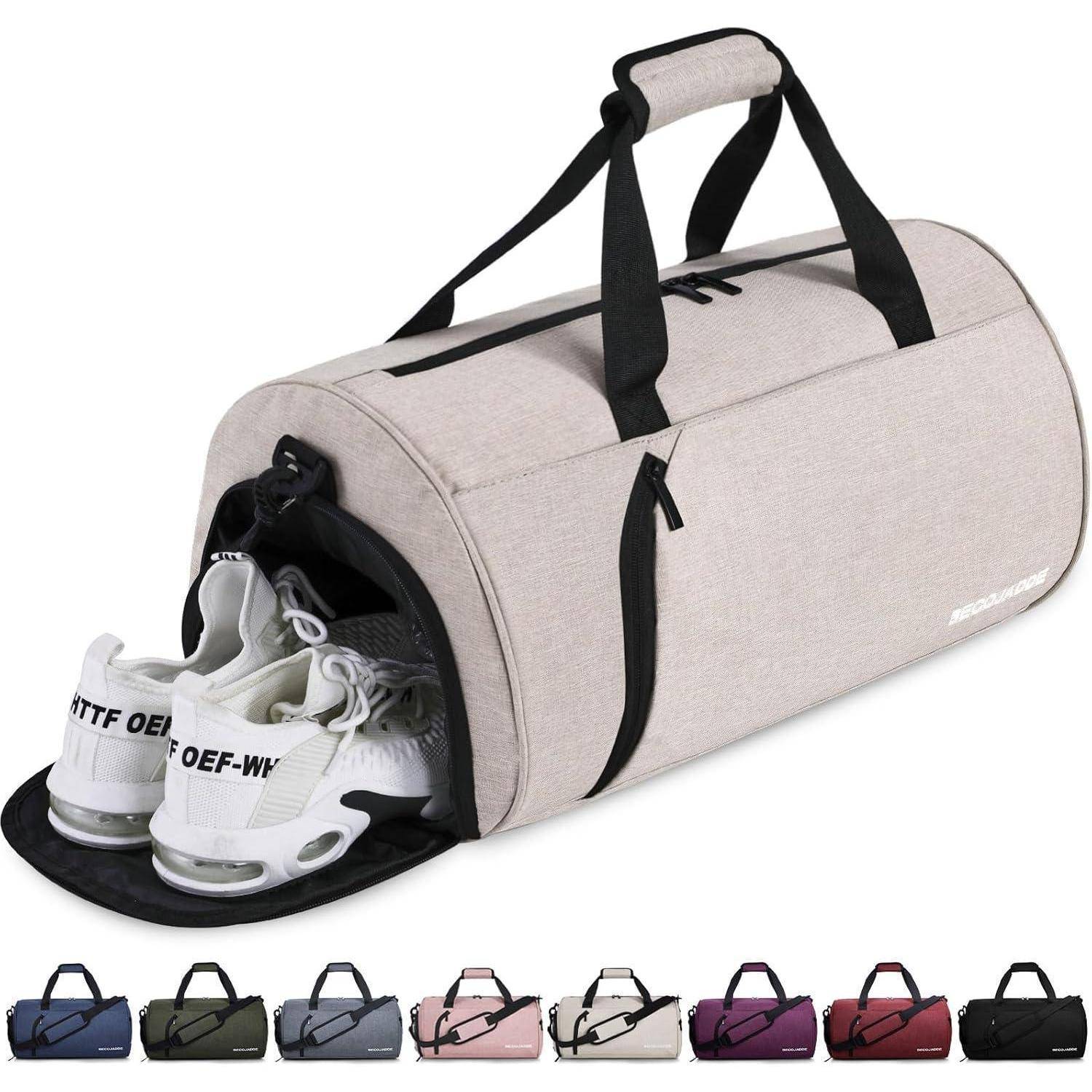 Sporttasche Duffel Herren Damen Schuhfach Nassfach 35L Beige