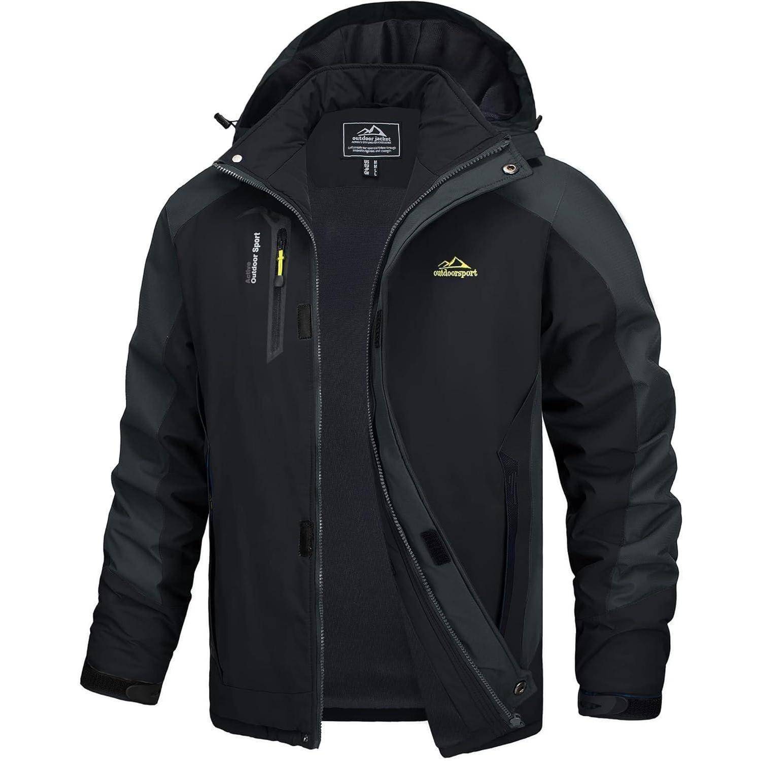 Übergangsjacke Herren Softshell wasserabweisend Kapuze M Schwarz