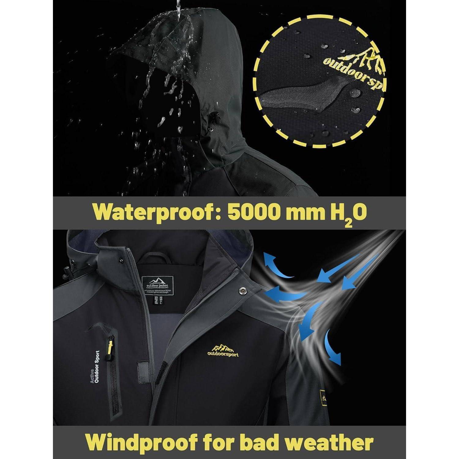 Übergangsjacke Herren Softshell wasserabweisend Kapuze M Schwarz