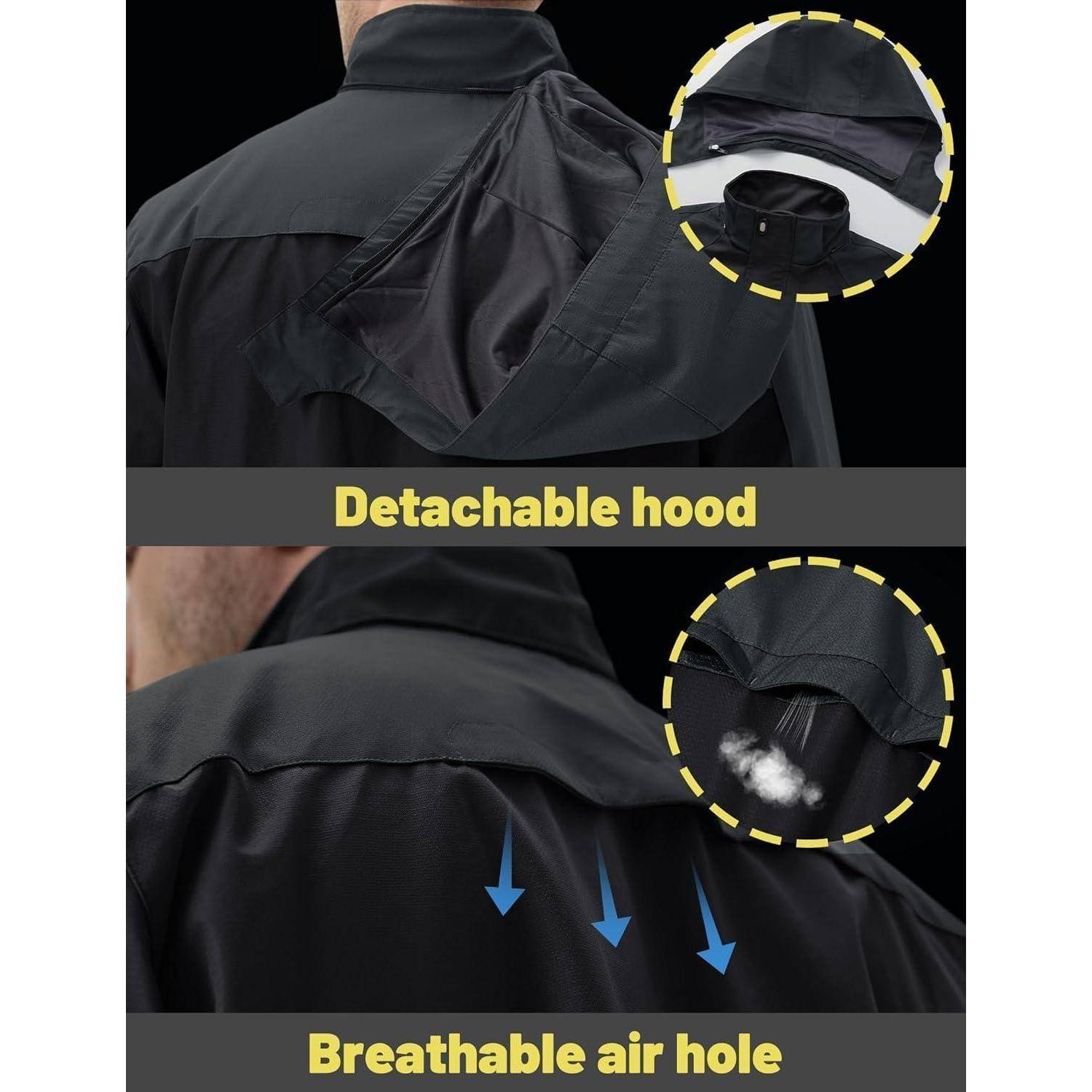 Übergangsjacke Herren Softshell wasserabweisend Kapuze M Schwarz