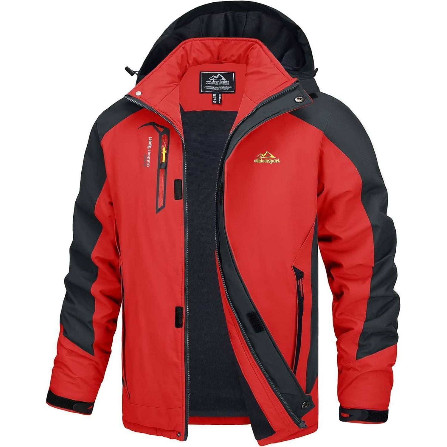 Softshelljacke Herren wasserabweisend abnehmbare Kapuze XL Rot