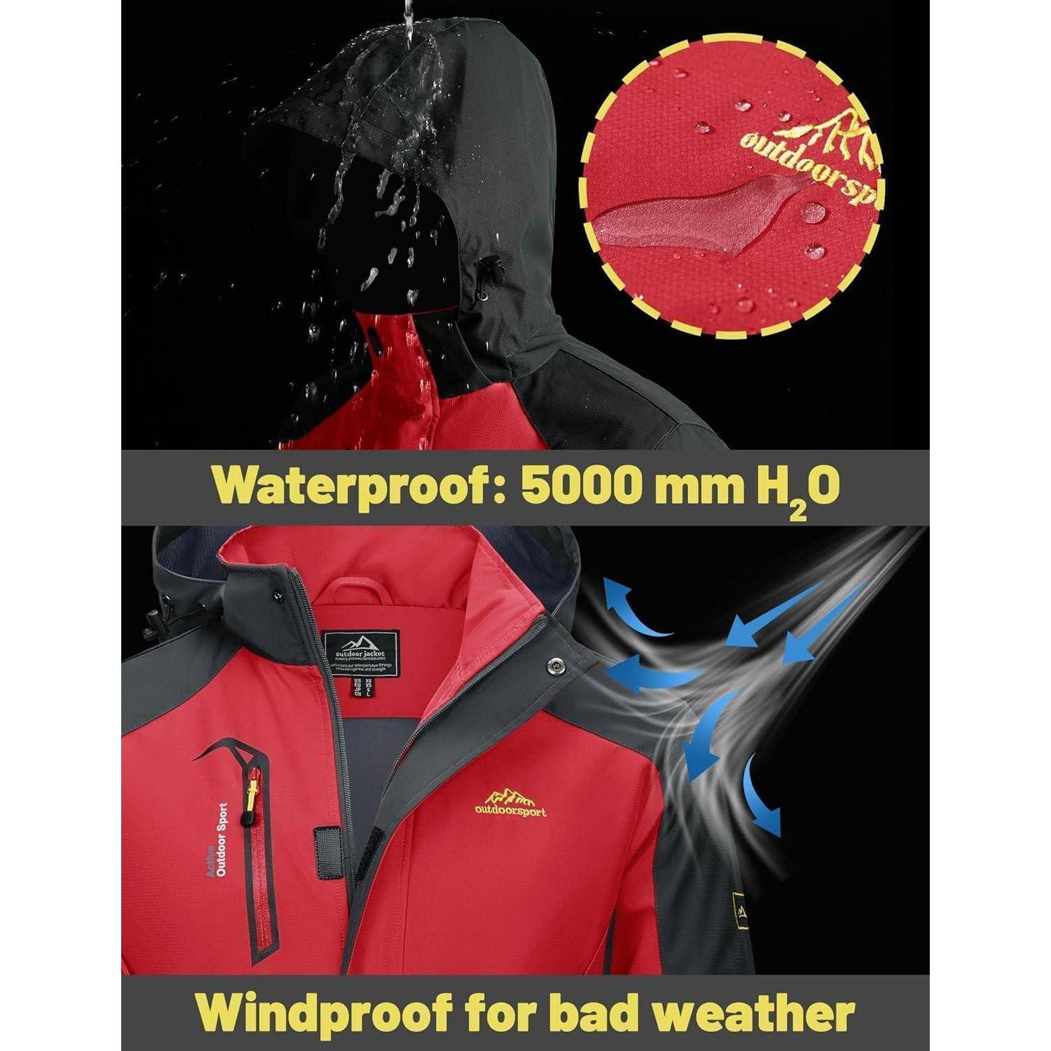 Softshelljacke Herren wasserabweisend abnehmbare Kapuze XL Rot
