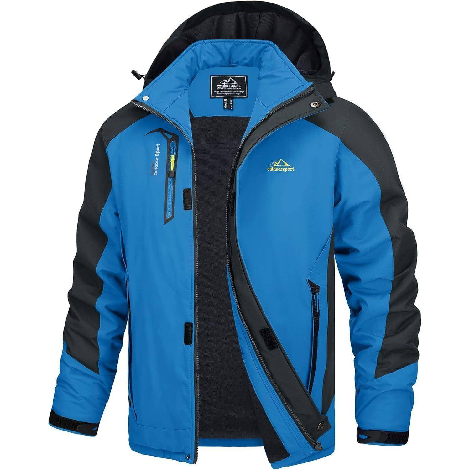 Übergangsjacke Herren wasserabweisend abnehmbar Kapuze L Blau