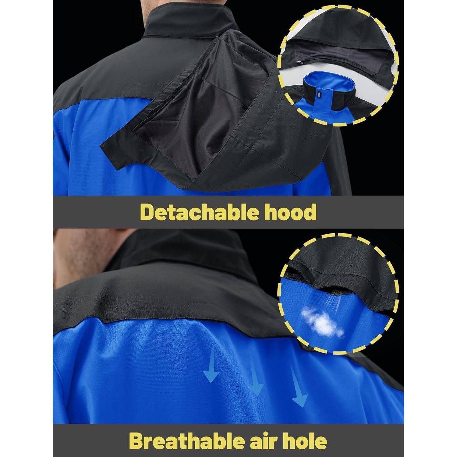 Übergangsjacke Herren wasserabweisend abnehmbar Kapuze L Blau