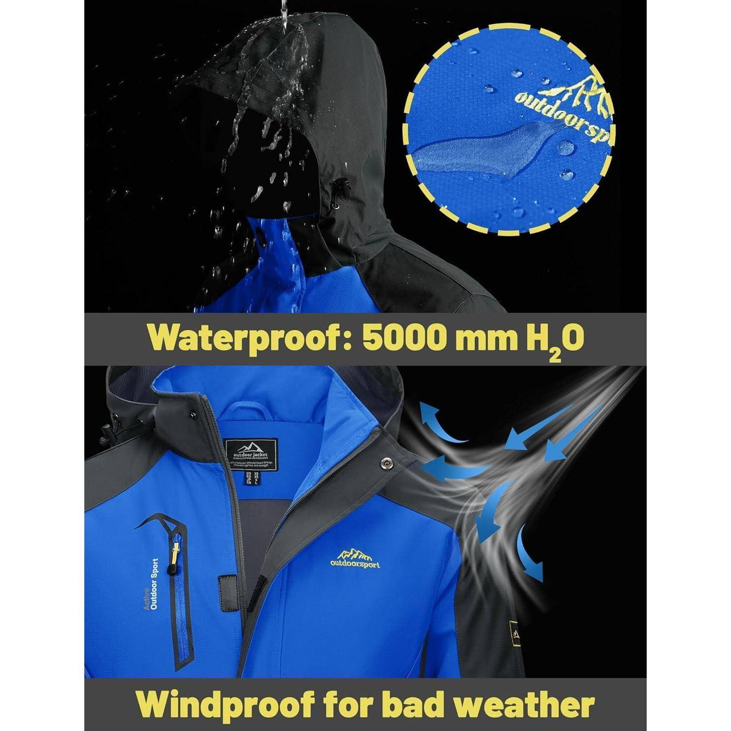 Übergangsjacke Herren wasserabweisend abnehmbar Kapuze L Blau
