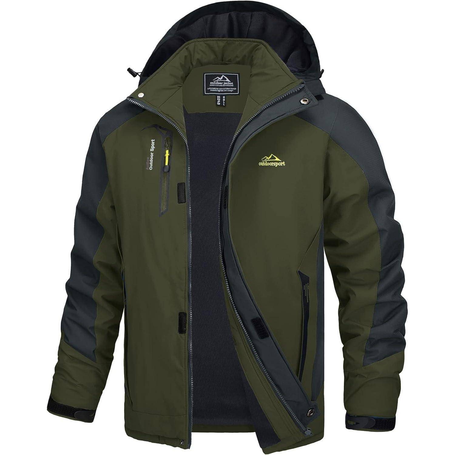 Übergangsjacke Herren Softshelljacke Regenjacke Kapuze M Armeegrün
