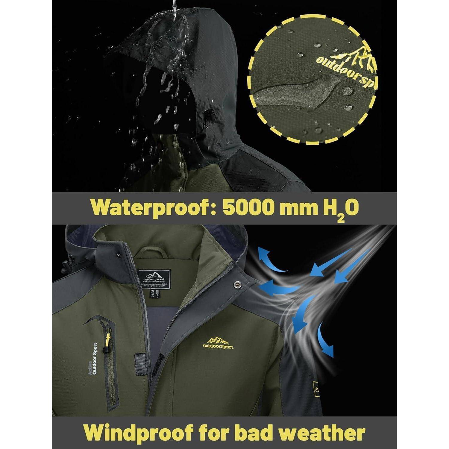 Übergangsjacke Herren Softshelljacke Regenjacke Kapuze M Armeegrün
