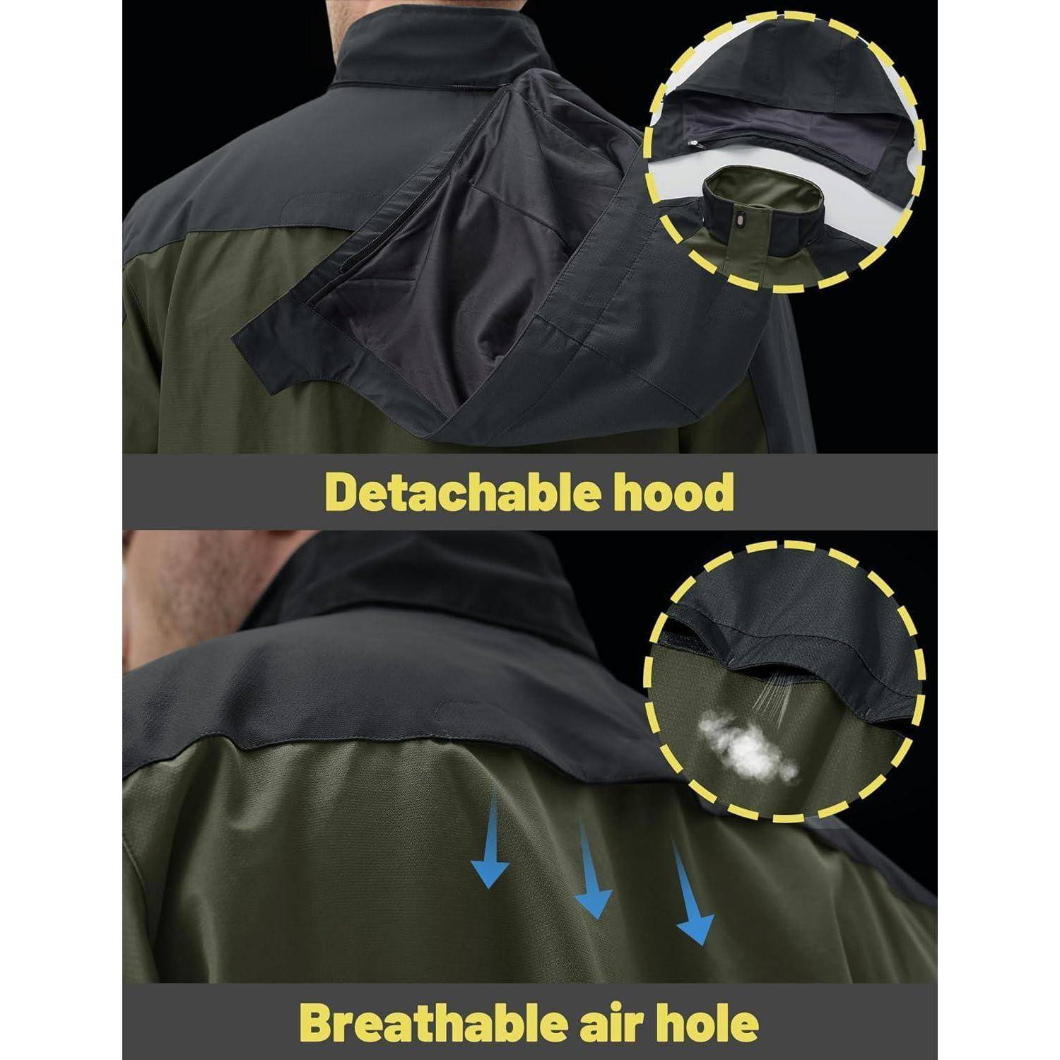 Übergangsjacke Herren Softshelljacke Regenjacke Kapuze M Armeegrün