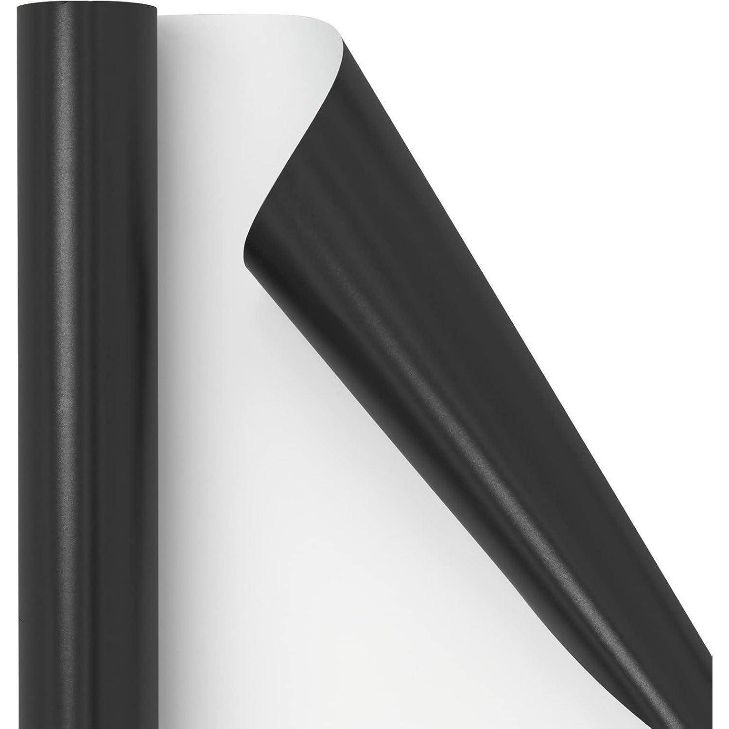 Geschenkpapier Metallic Matt Hochzeit Weihnachten 44 cm 10 m Schwarz