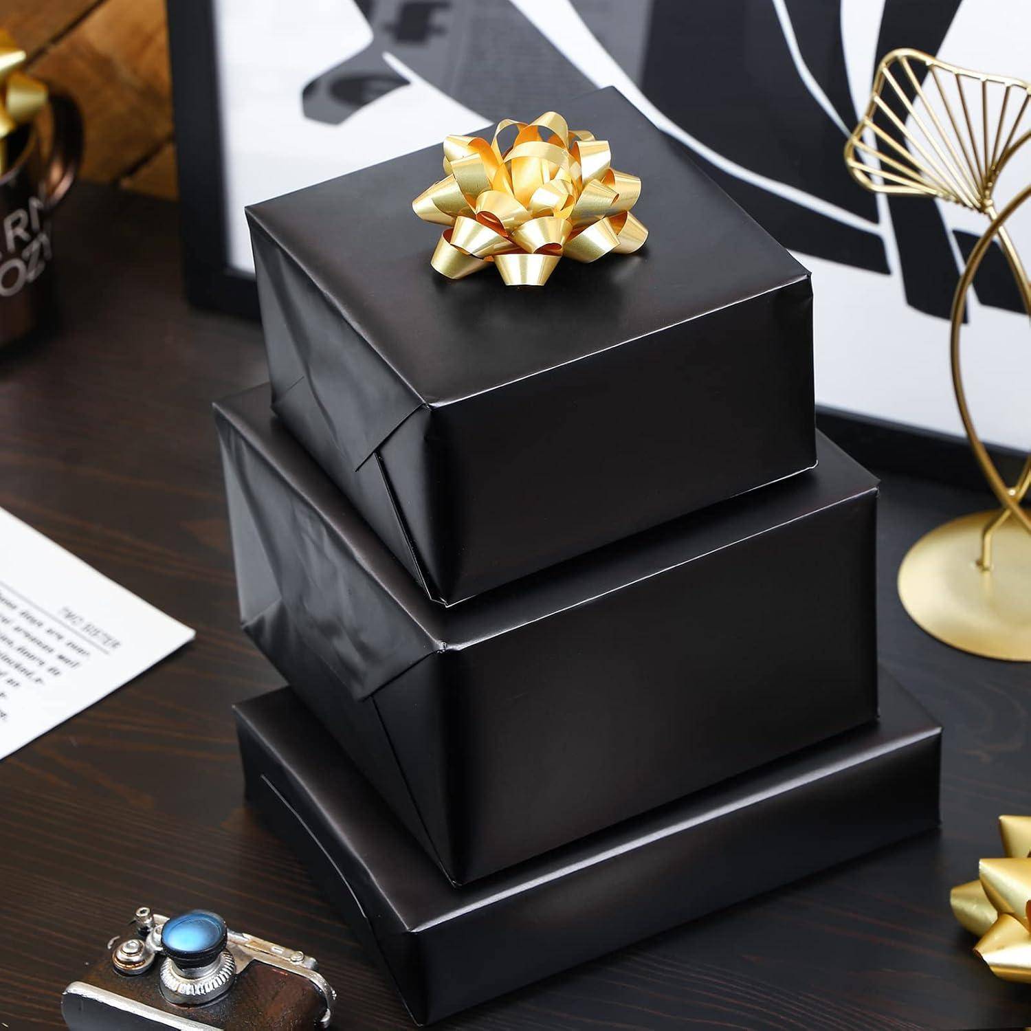Geschenkpapier Metallic Matt Hochzeit Weihnachten 44 cm 10 m Schwarz